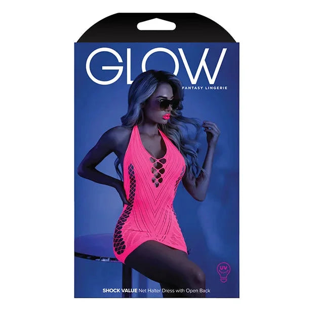 Glow Shock Value Halter Dress for Women - Neon Pink, Size O/S | Sexy Clubwear, Night Out, Party Dress, Festival Outfit