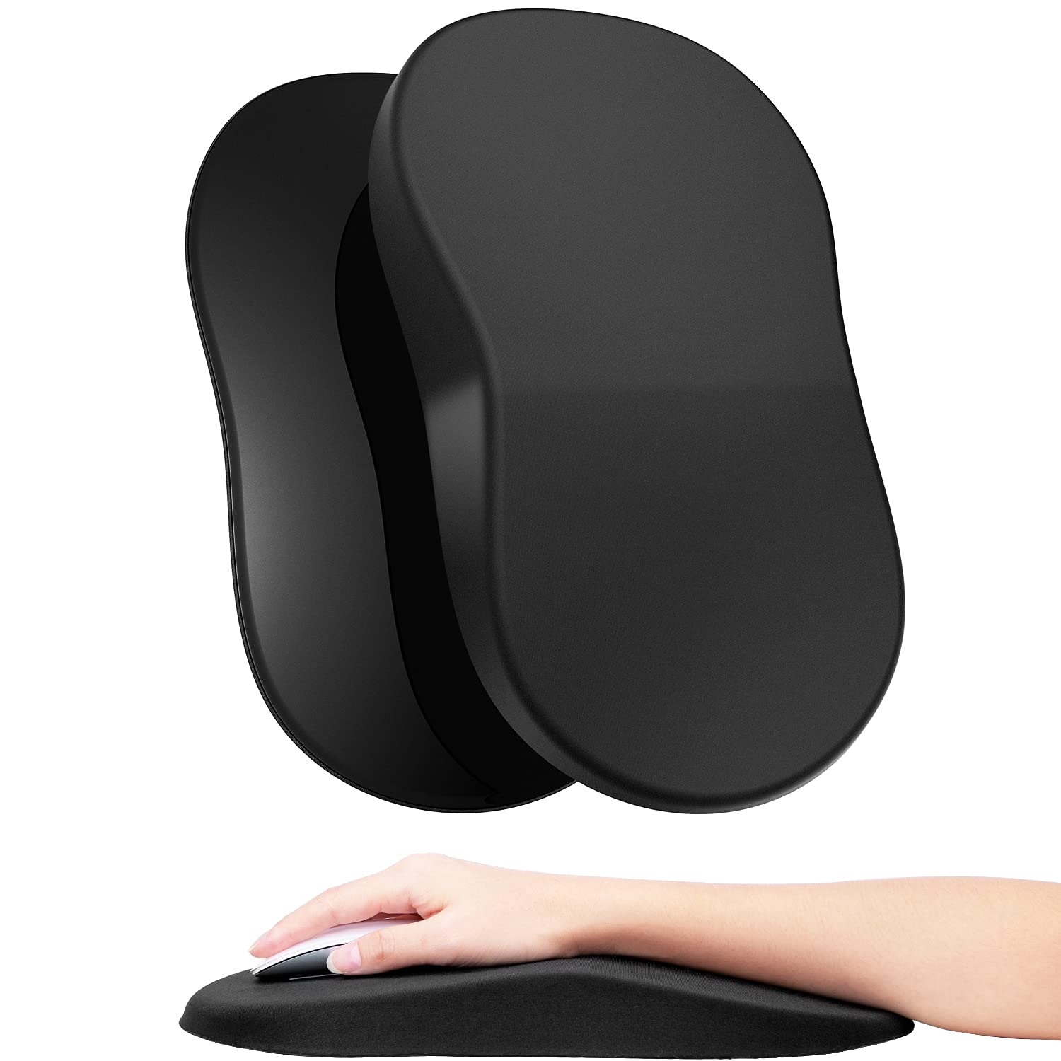 Ergonomic Mouse Pad with Wrist Support - Memory Foam Cushion & Non-Slip PU Base for Pain Relief - Comfortable Computer Mousepad for Office, Home, Gaming & Long Work Sessions (Black)