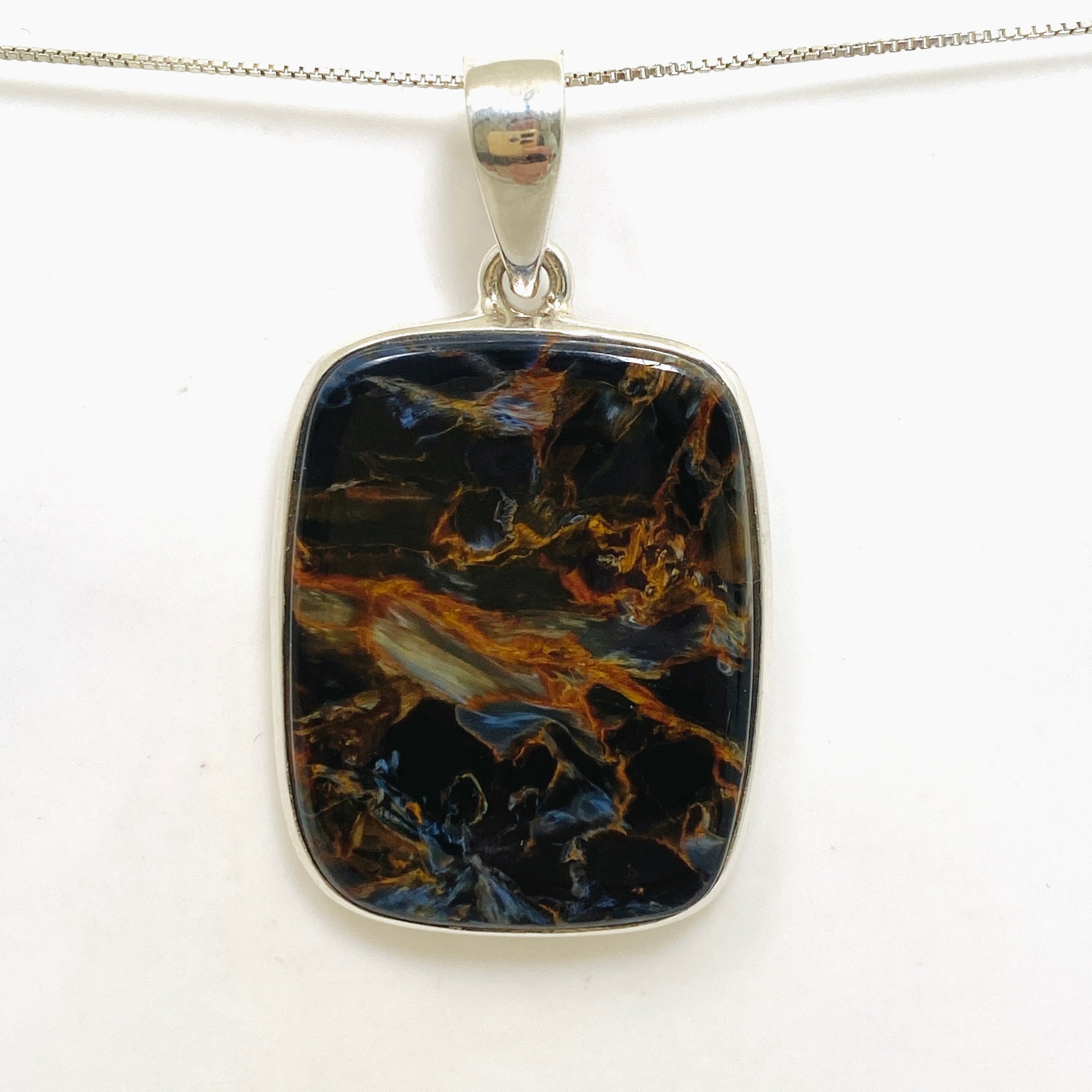 Natural Pietersite Rectangular Cabochon Pendant - Premium Stone Jewelry PPGJ1066 for Women's Fashion & Spiritual Healing