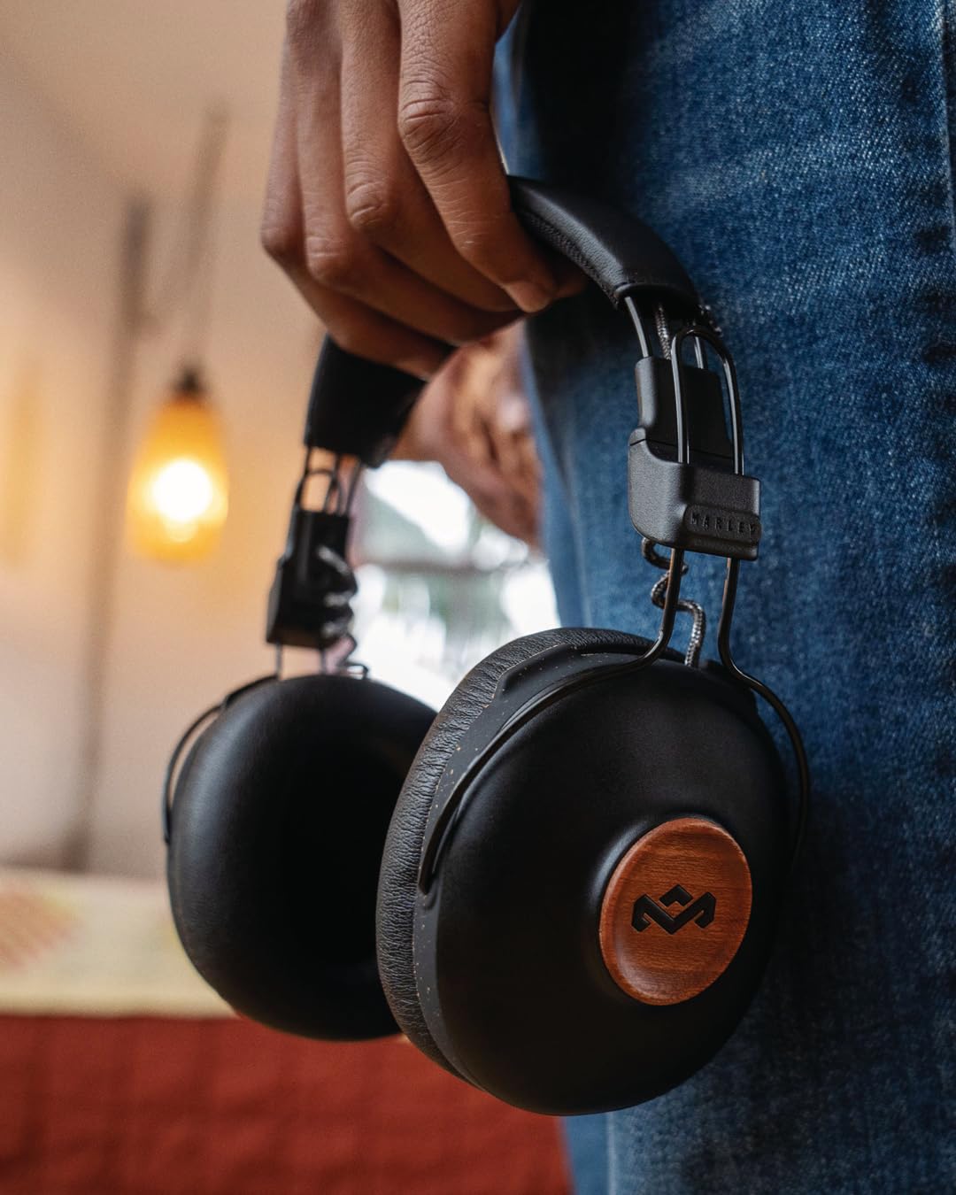 House of Marley Positive Vibration Over-Ear Wireless Bluetooth Headphones - 34H Battery, Built-in Mic, Noise Isolation, Eco-Friendly Materials (Black) | Perfect for Travel, Workouts & Home Office Use
