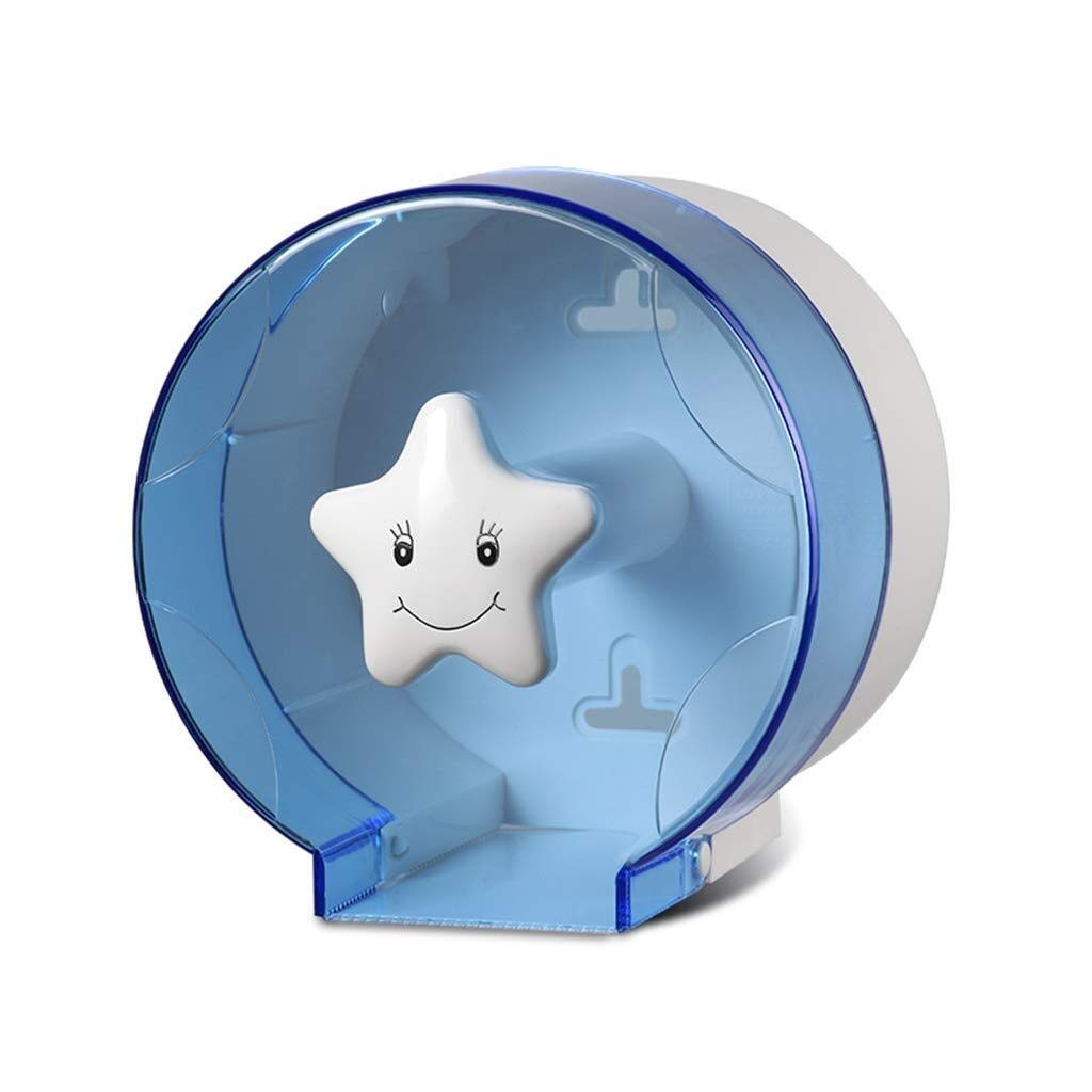 ZUQIEE Round Hanging Tissue Box Holder - No Punch Installation, Smile Switch Design for Bathroom & Kitchen - Blue, 13.5