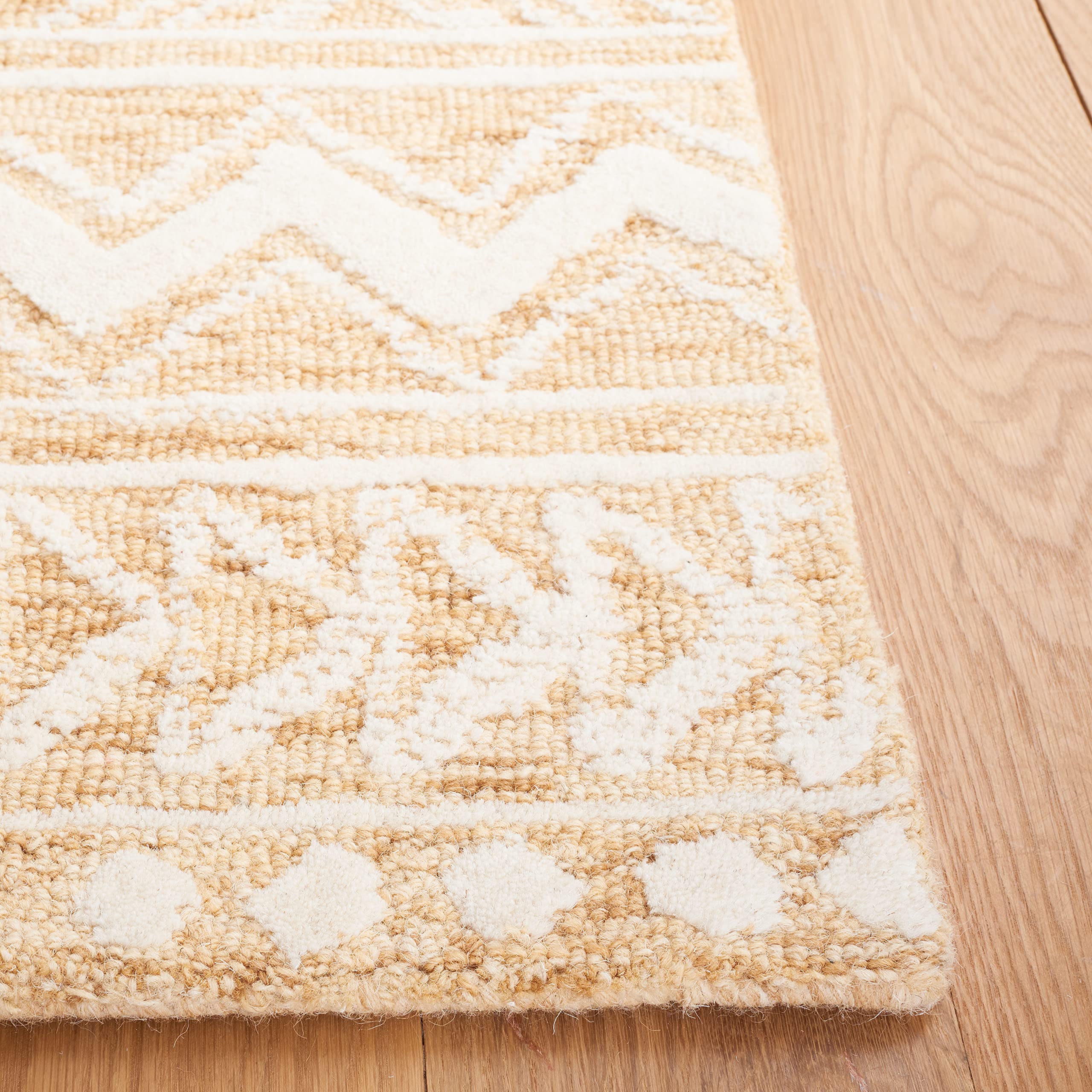 SAFAVIEH Metro Collection 6' Square Gold Ivory MET906D Handmade Premium Wool Area Rug for Living Room, Dining Room & Bedroom | Soft & Durable Floor Covering for Home Decor