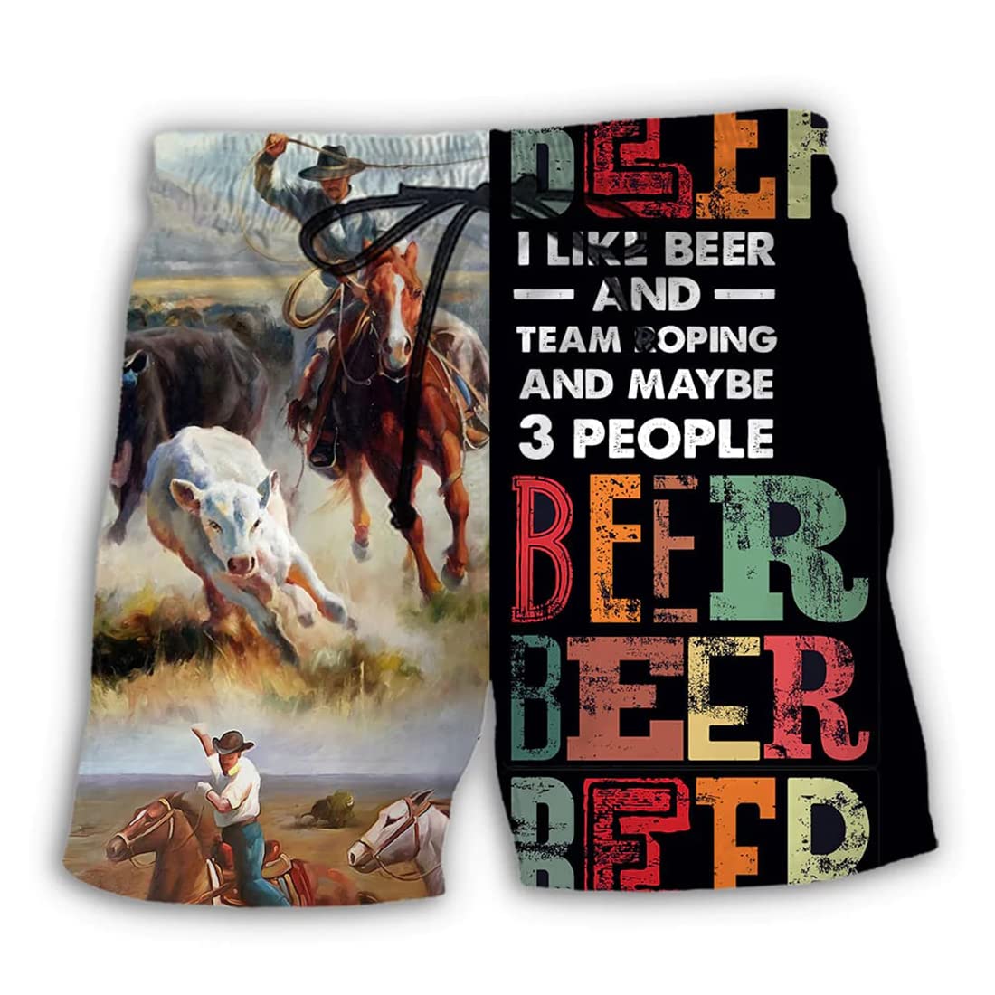 Men's Horse Racing Swim Trunks - Quick Dry Beach Shorts with Drawstring for Swimming & Surfing - Comfortable Swimwear for Pool, Beach & Water Sports