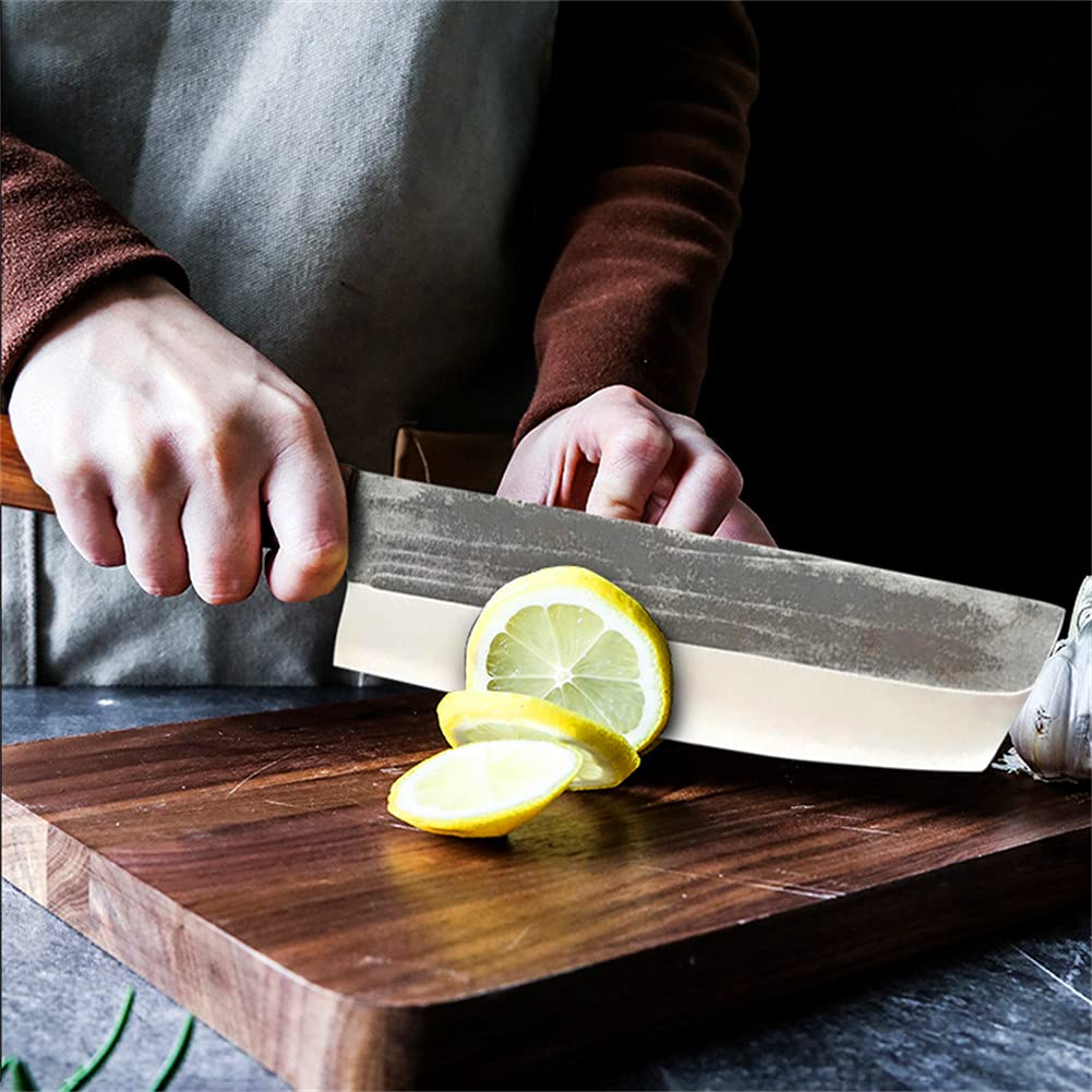 Handmade Forged Nakiri Knife - Ultra Sharp 7 Inch Japanese Chef Knife | 8Cr13MoV Steel Professional Kitchen Cleaver | Multipurpose Gyuto Knife for Home & Restaurant Use | Perfect for Chopping Vegetables, Slicing Meat & Food Prep