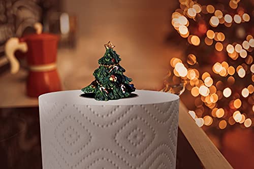 Interchangeable Seasonal Paper Towel Holder - 6 Hand-Painted Spring, Fall & Winter Tops - Christmas Holiday Kitchen Decor - Versatile Towel Organizer for Year-Round Home Decor | Perfect for Holiday Parties, Family Gatherings & Festive Home Styling