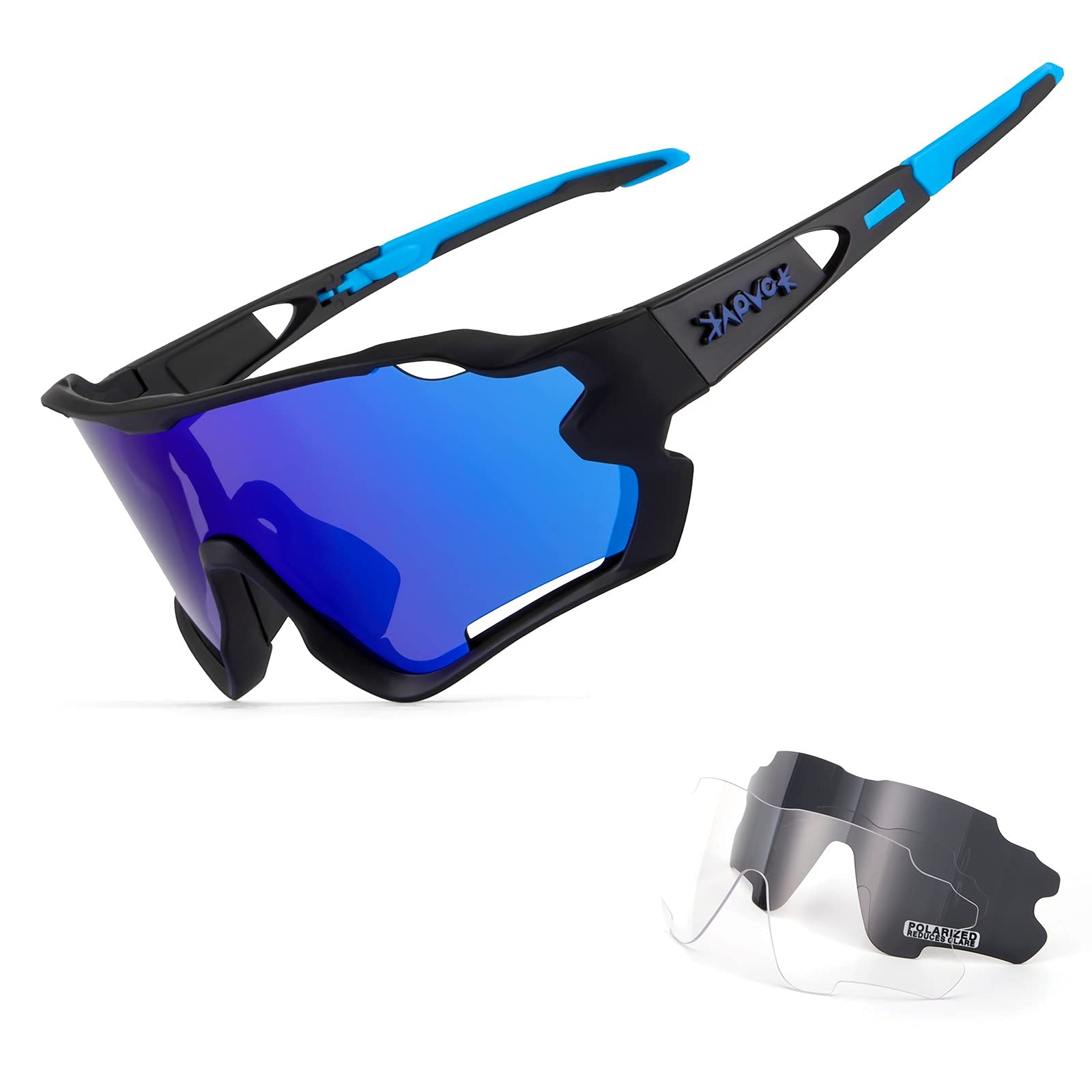 KAPVOE Polarized Cycling Sunglasses for Men & Women - UV Protection, Anti-Glare MTB Bike Glasses for Mountain Biking, Beach, Fishing & Outdoor Sports