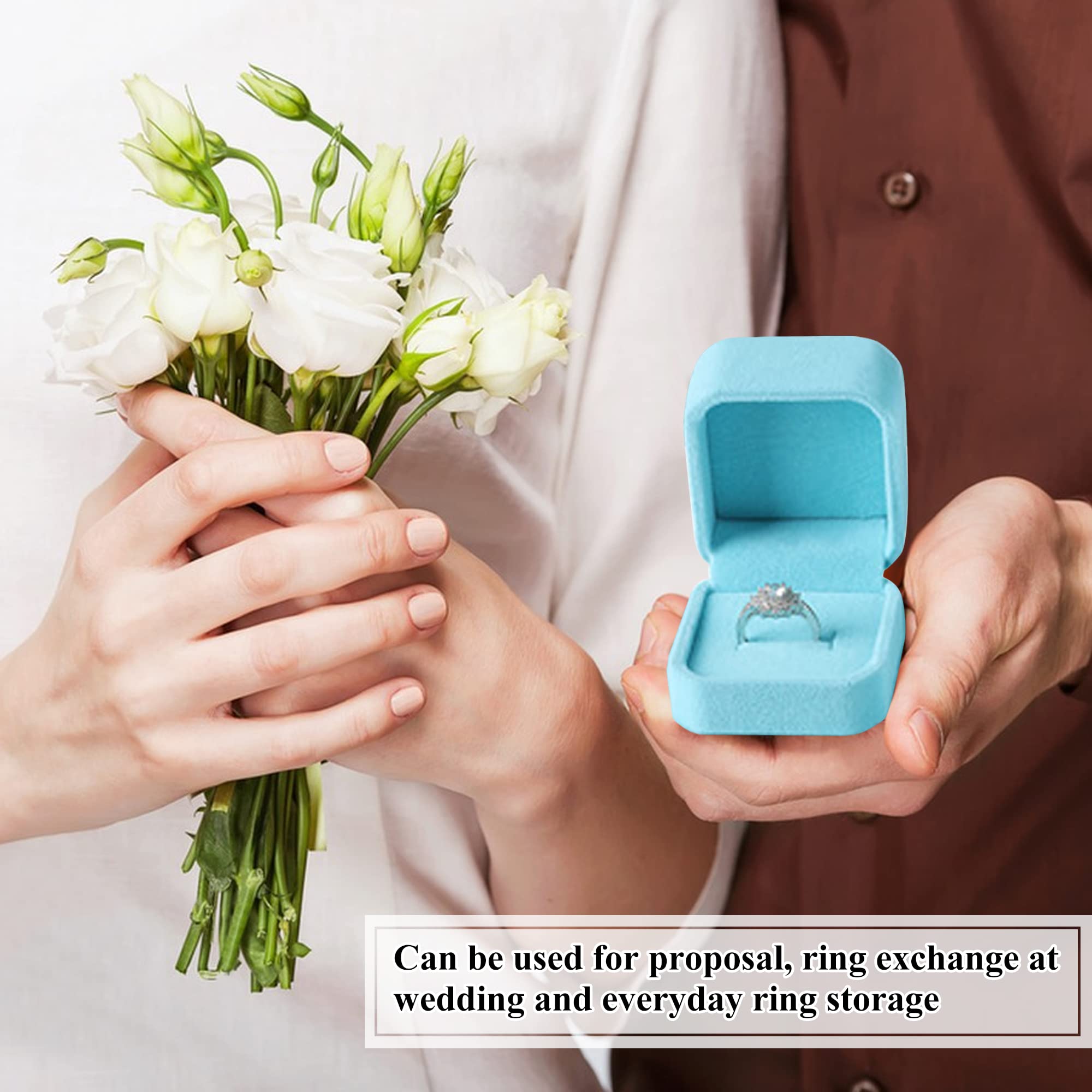 Velvet Ring Box 2 Pack - Elegant Jewelry Display Case for Earrings & Pendants - Perfect Gift Box for Rings & Jewelry (Blue) - Wedding, Engagement & Jewelry Store Presentation