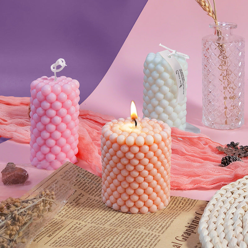 Bubble Shape Cylinder Silicone Candle Mold - 102mm Height - Perfect for DIY Candles, Home Decor, and Wedding Centerpieces
