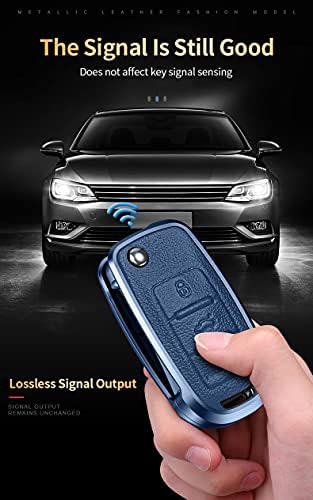 SANRILY 1-Piece Keyless Entry Key Fob Cover for Volkswagen VW Tiguan Jetta MK1-MK6 Passat Golf GTI Beetle - Durable Metal Leather Key Case Shell with Keychain (Black) - Perfect Car Accessory for Protection & Style