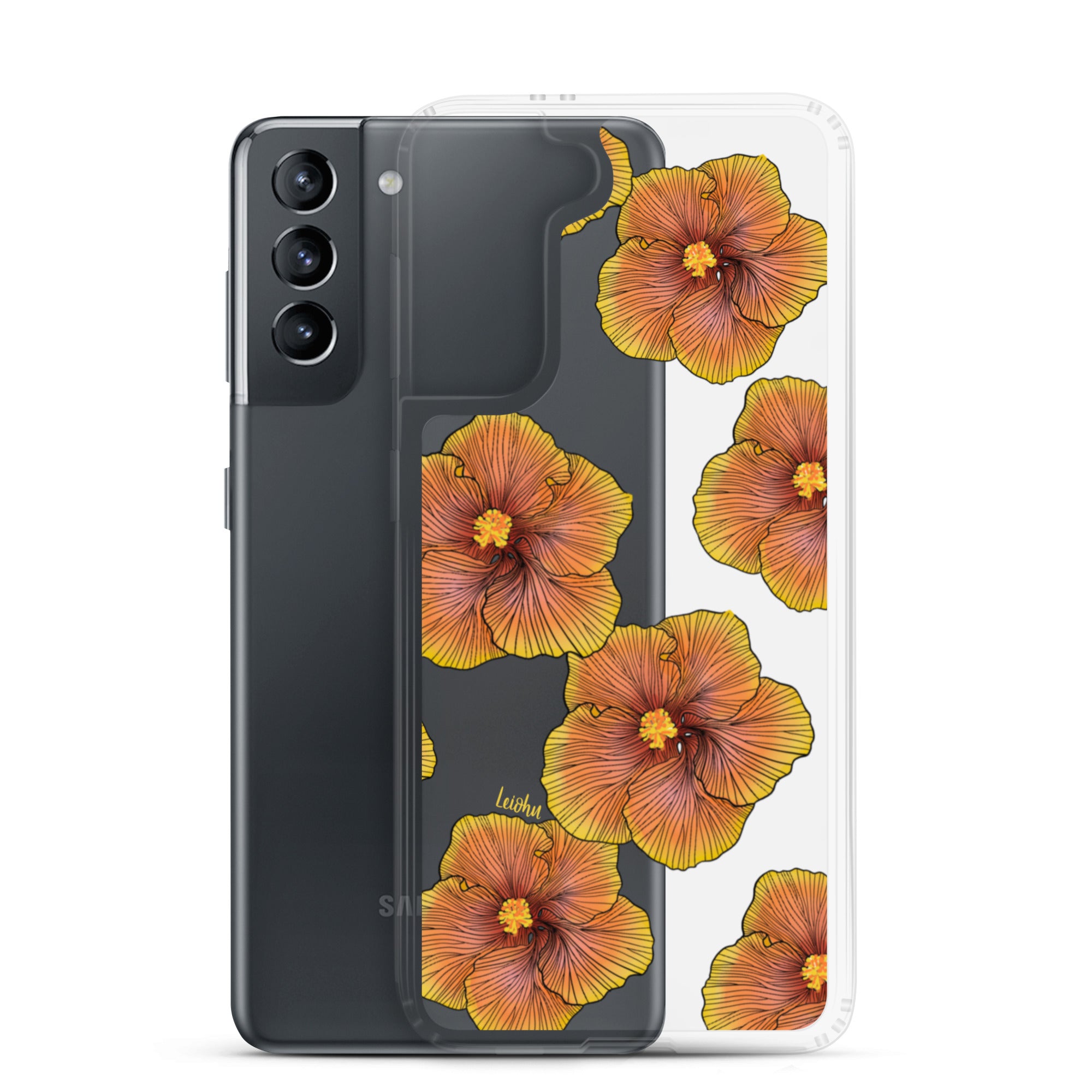 Sunrise Hibiscus Clear Phone Case for Samsung Galaxy - Slim Protective Cover for Everyday Use & Style