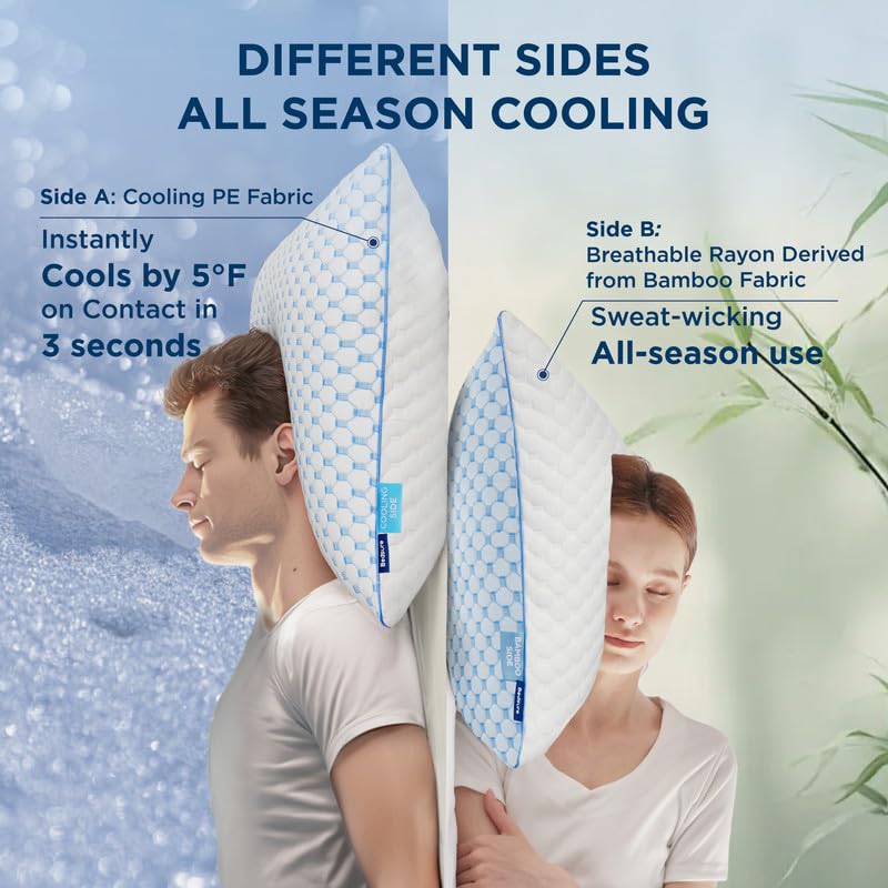 Bedsure Cooling Shredded Memory Foam Pillows - Queen Size Set of 2 (19