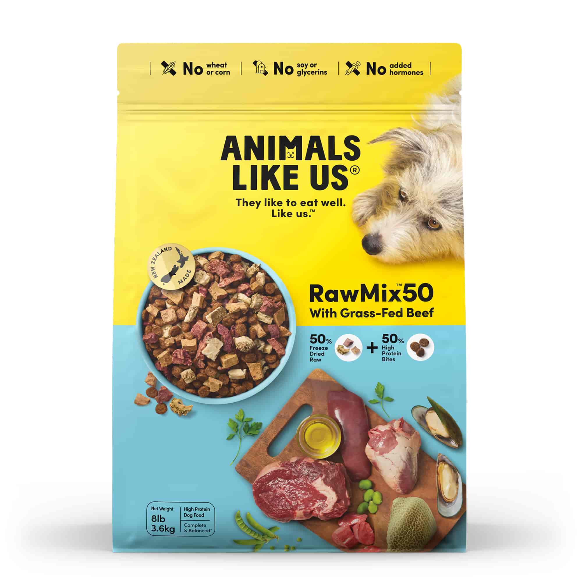 Premium Raw Dog Food - Grass Fed Beef MealRawMix50™ (3.6kg) | Grain-Free, High Protein Nutrition for All Life Stages | Perfect for Active Dogs & Puppy Growth