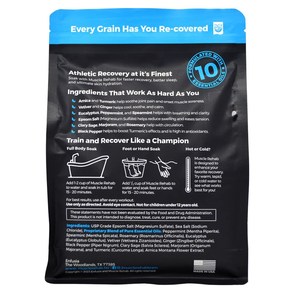 Muscle Rehab Bath Soak - Epsom Salt & Essential Oils for Pain Relief & Relaxation | Perfect for Post-Workout Recovery & Stress Relief