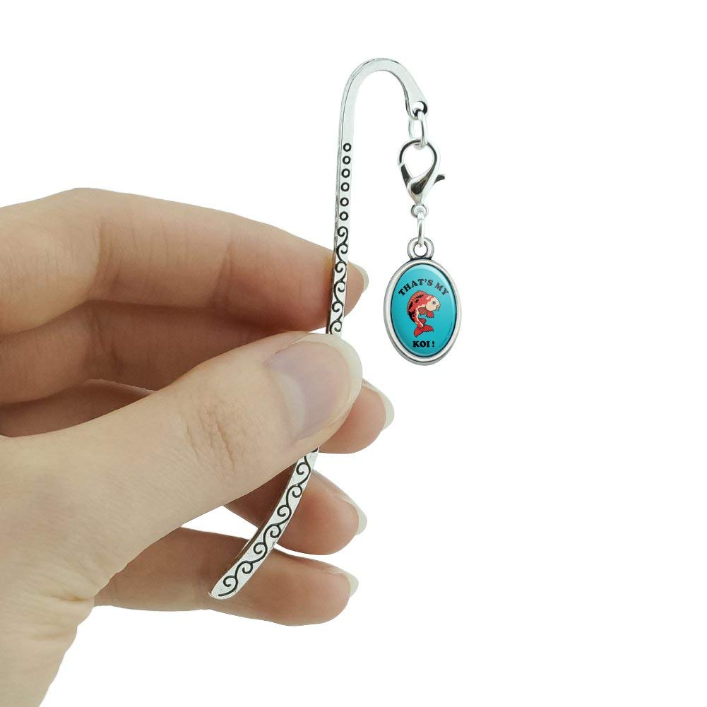 Funny Koi Fish Metal Bookmark with Oval Charm - Unique Gift for Book Lovers, Readers & Students - Perfect for Books, Journals & Notebooks