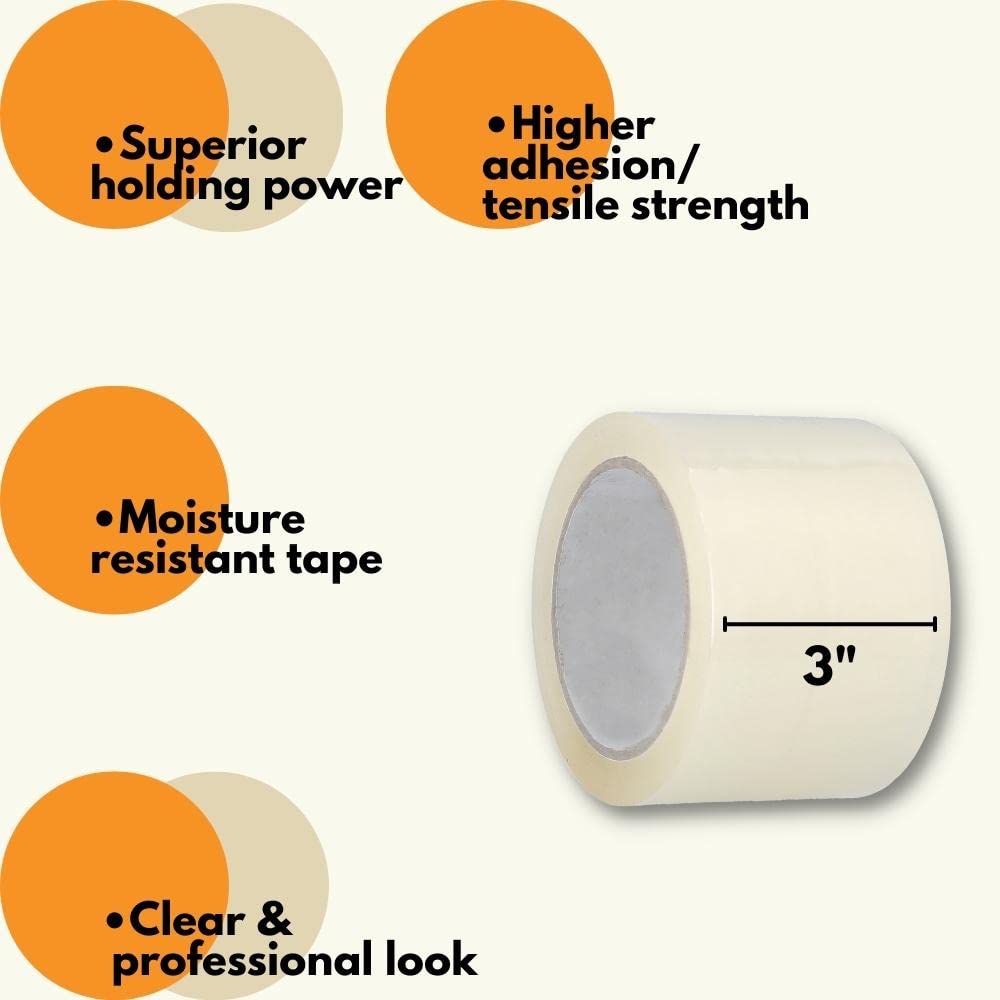 PSBM 3 Inch x 110 Yards Clear Packing Tape - 48 Pack Heavy Duty 2.5 Mil Hot Melt Shipping Tape for Moving Boxes, Packaging, Strapping & Mailing | Secure Sealing for Home, Office & Warehouse Use
