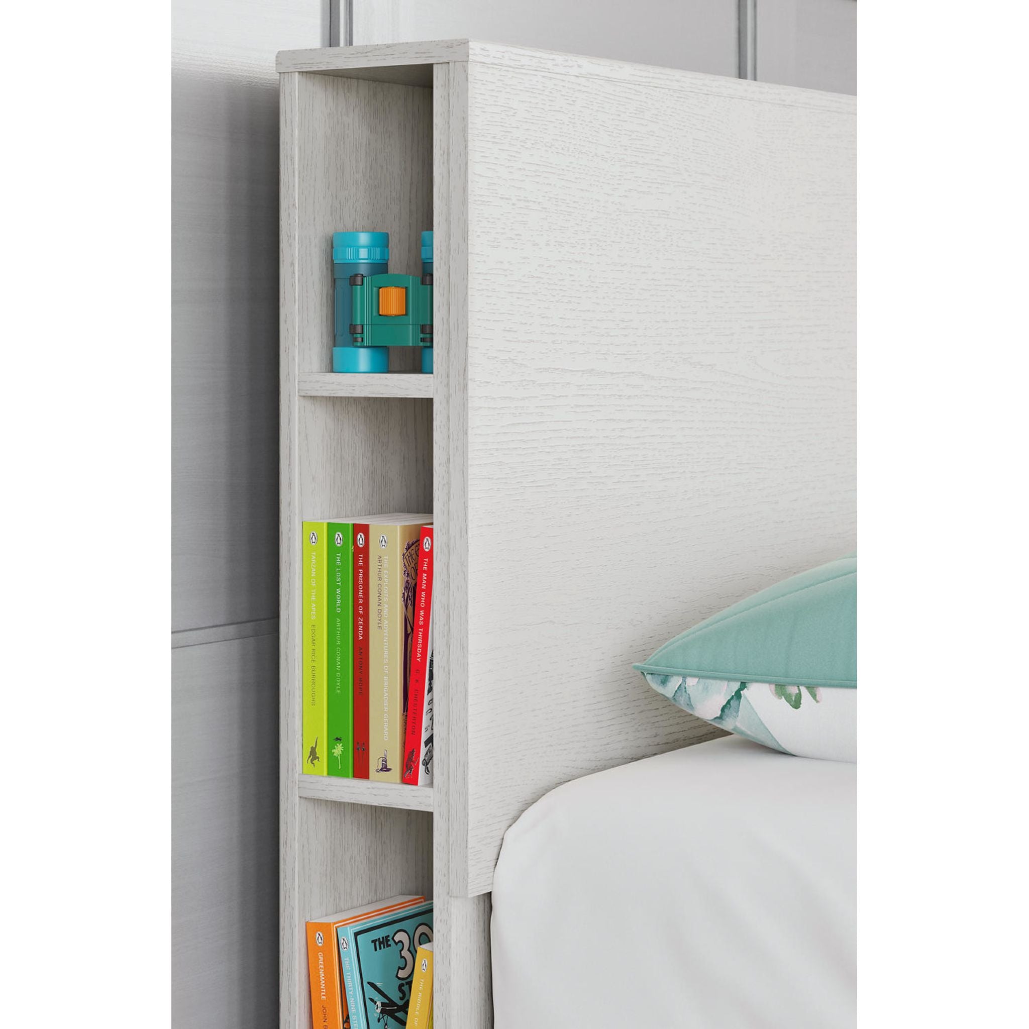 Aprilyn Twin Bookcase Headboard in White - Space-Saving Storage & Stylish Bedroom Decor for Kids & Teens