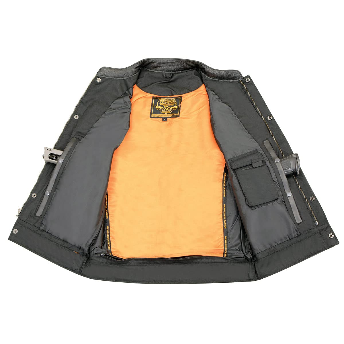 Milwaukee Leather MLM3514 Premium Black Motorcycle Vest for Men - Dual Closure Club Style with Cool-Tec Leather Treatment | Ideal for Biker Rides, Motorcycle Clubs & Outdoor Adventures