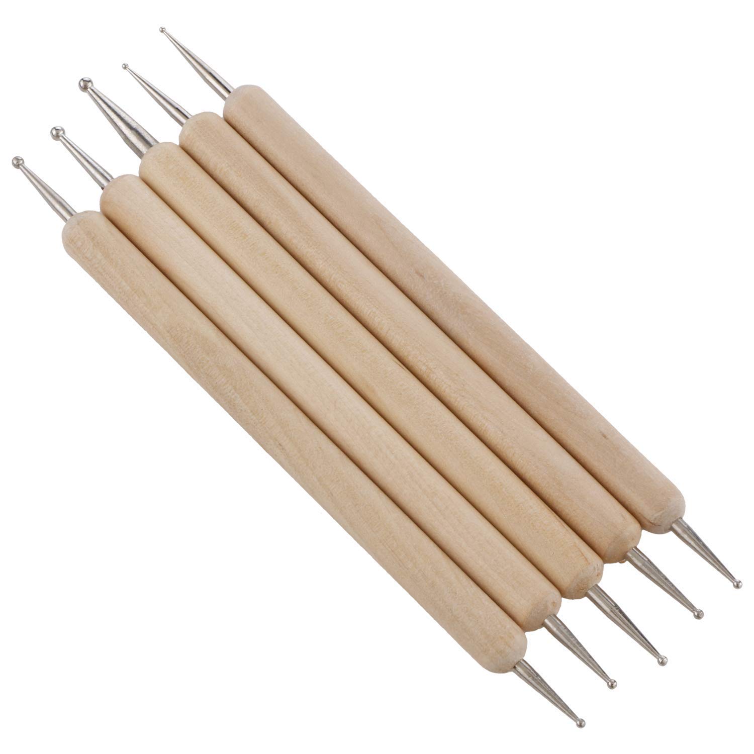 5-Piece Wooden Dotting Tool Set for Mandala, Pottery, Ceramic, Nail Art & Clay Sculpting - Professional Embossing & Modeling Tools for DIY Crafts, Art Projects & Home Decor