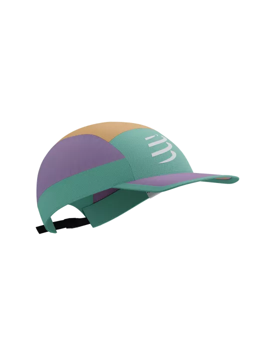 Compressport Unisex 5-Panel Lightweight Running Cap - Breathable Performance Hat for Men & Women | Eggshell Blue/Salmon Buff/Lupine | Ideal for Jogging, Cycling & Outdoor Sports