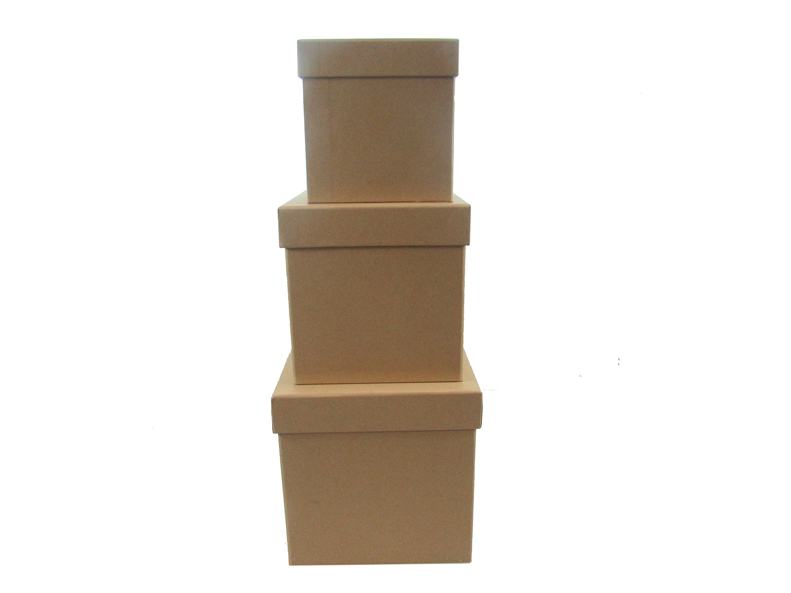 LAC Design 3-Piece Nested Gift Box Set - Premium Craft Brown Storage Boxes for Baby Showers, Weddings & Party Favors | Perfect for Jewelry, Candles & Small Gift Packaging