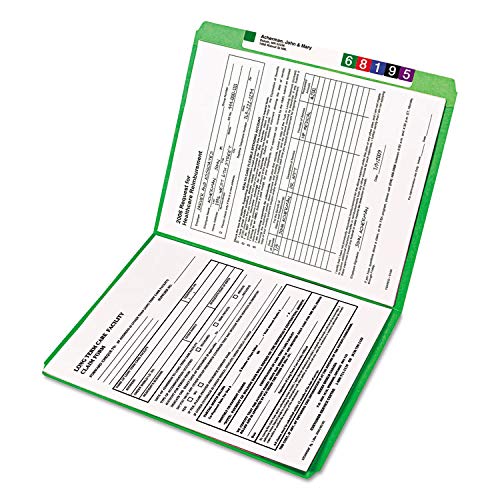 Smead 12110 Letter Size File Folders - Straight Cut, Reinforced Top Tab, Green, 100/Box - Perfect for Office Organization & Document Filing