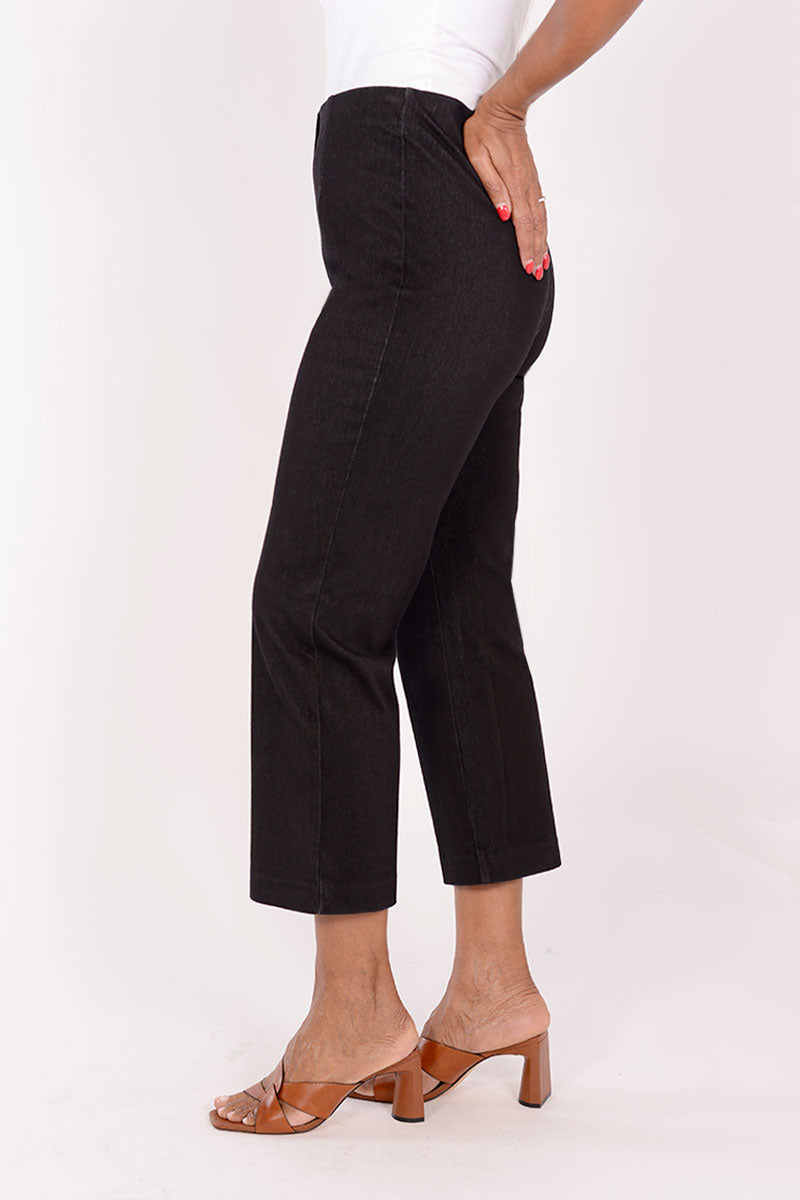 Holland Ave Sarah Women's Denim Wide Leg Crop Jeans - High Waist Comfortable Stretch Pants for Casual Outfits & Weekend Wear