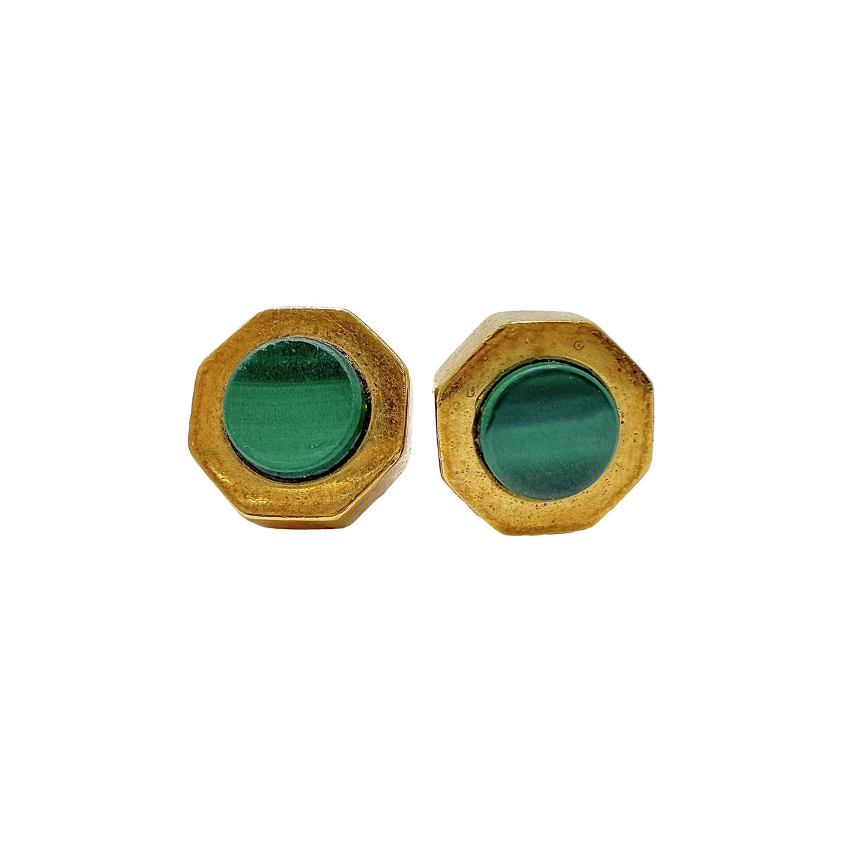 18K Gold Post Earrings with Genuine Malachite Gemstone - Elegant Dangle Earrings for Women, Perfect for Weddings, Parties & Everyday Wear