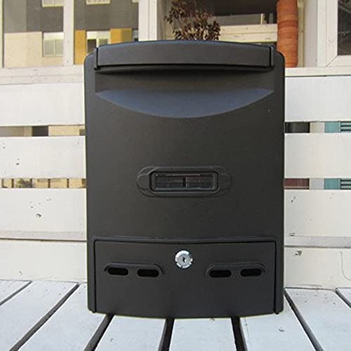 Waterproof Outdoor Mailbox with Lock - Rainproof Wall Mounted Postbox for Garden, Home & Office - Secure Mail Delivery Solution (Black)