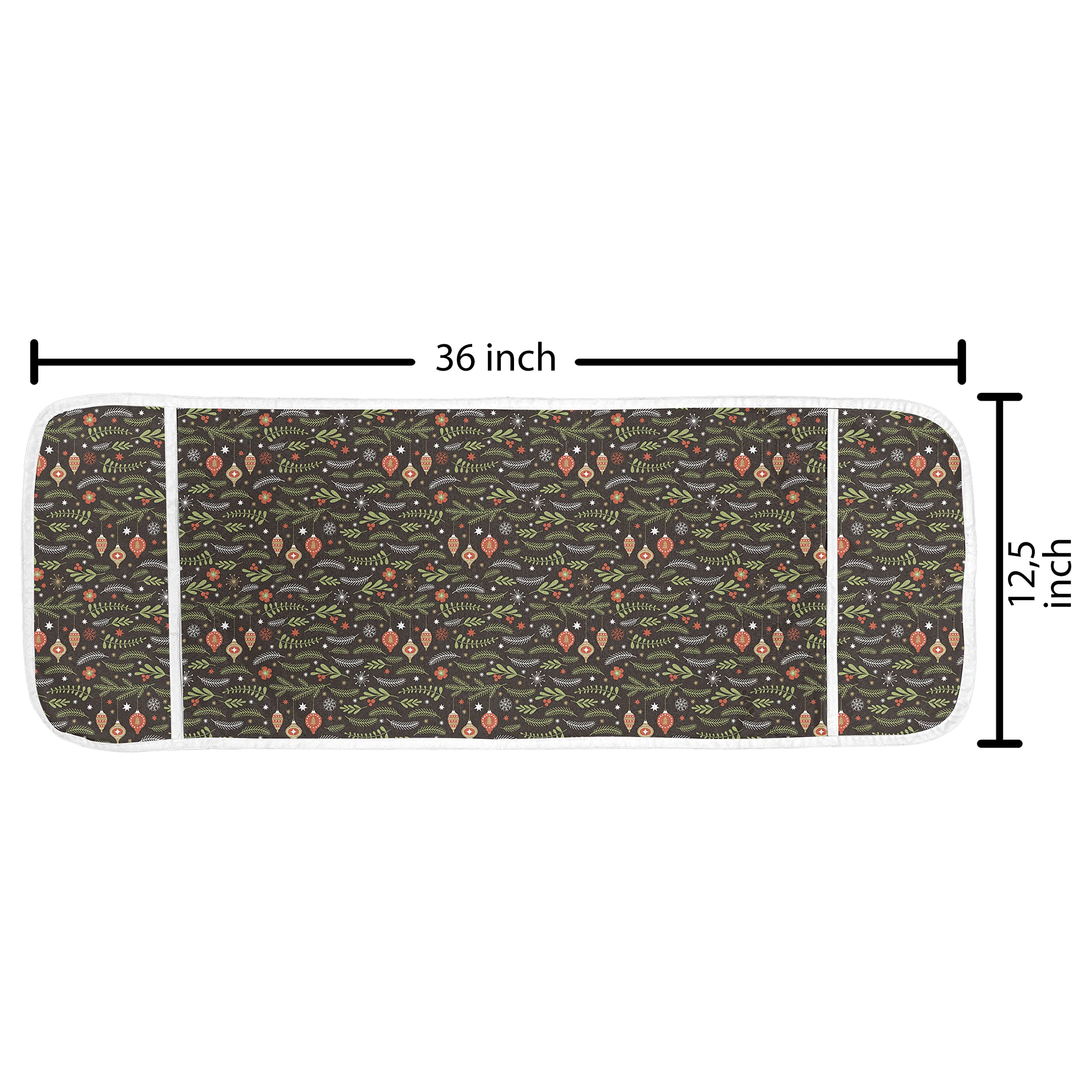 Ambesonne Christmas Microwave Cover - Waterproof Holiday Floral Design with Mistletoe & Pine Branches, 36
