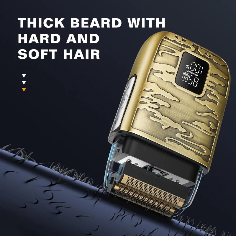 Premium All-Metal Electric Razor for Men with Digital Display - Waterproof Body Shaver & Hair Clipper for Home & Salon Use - Perfect for Travel, Grooming, and Professional Hair Cutting
