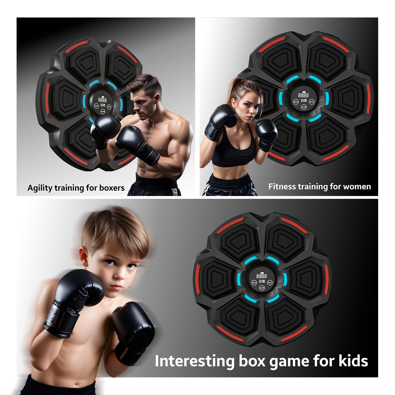 Music Boxing Machine for Adults & Kids - Wall Mounted Punching Bag with Gloves | Boxing Equipment for Home Gym, Fitness Training & Stress Relief