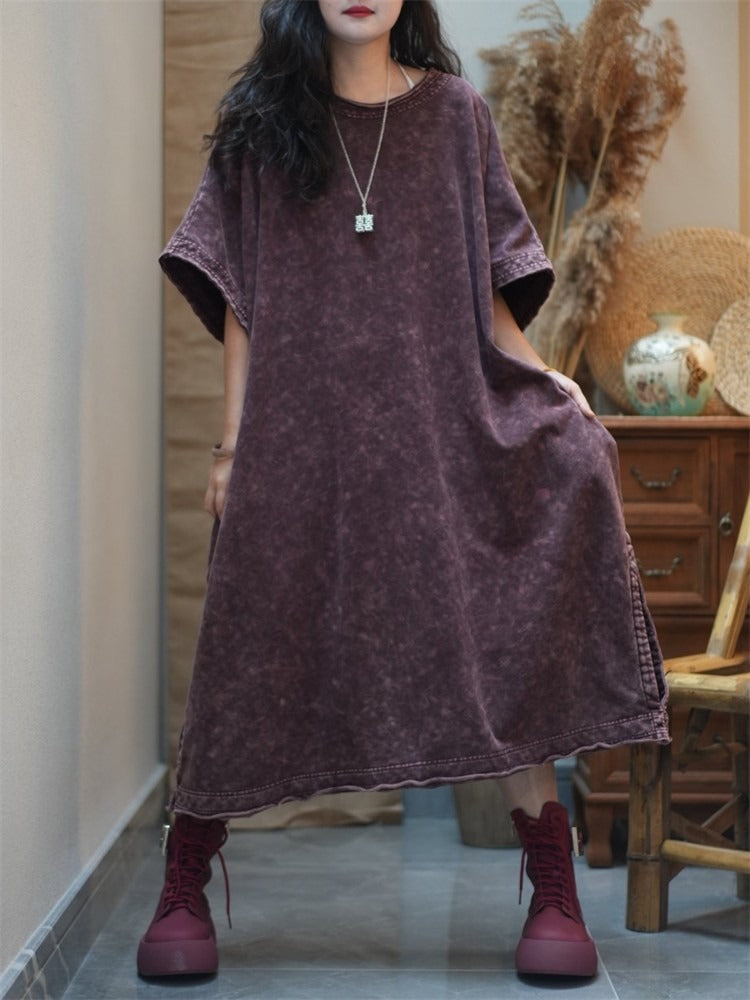 Breathable Short Sleeve Cotton Dress for Women - Summer Casual Comfort Outfit - Perfect for Beach, Vacation & Hot Weather Wear