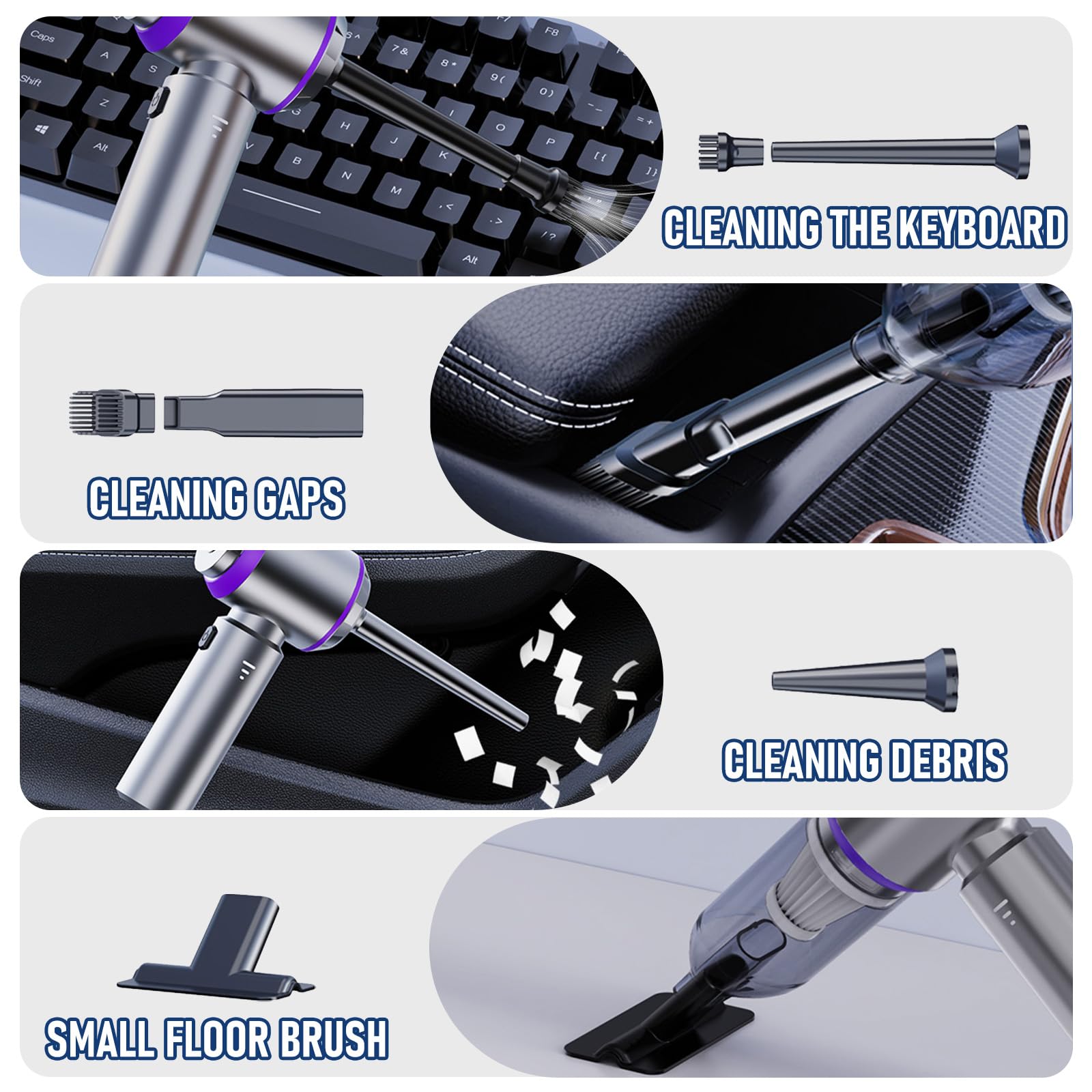 Cordless Car Vacuum 20000PA - Portable Mini Vacuum Cleaner for Car, Home & Office