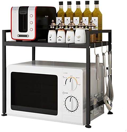Expandable 2-Tier Stainless Steel Kitchen Countertop Organizer - Spice Storage, Microwave Rack & Table Shelf for Kitchen Counter - Perfect for Small Spaces, Pantry Organization & Countertop Decluttering