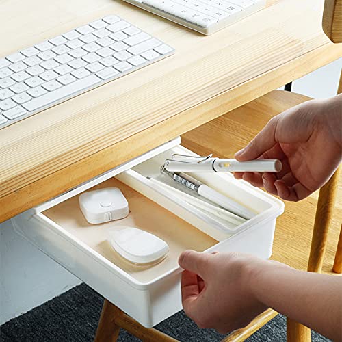 VALINK Under Desk Storage Organizer - Self-Adhesive Drawer, Workspace & Stationery Organizer, Multifunctional Desktop Storage Box for Office, Home, Makeup & Craft Supplies (Perfect for Small Space Organization)