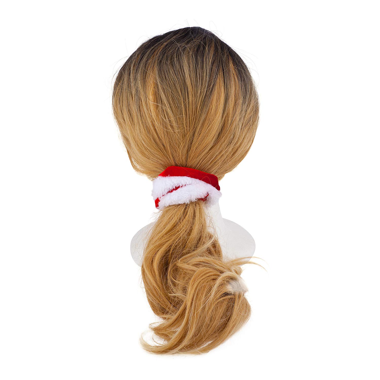LUX ACCESSORIES Christmas Holiday Hair Scrunchies Set (3pc) - Red Sequins, Green, Red & White Fur Scrunchies for Party, Festive & Gift Giving