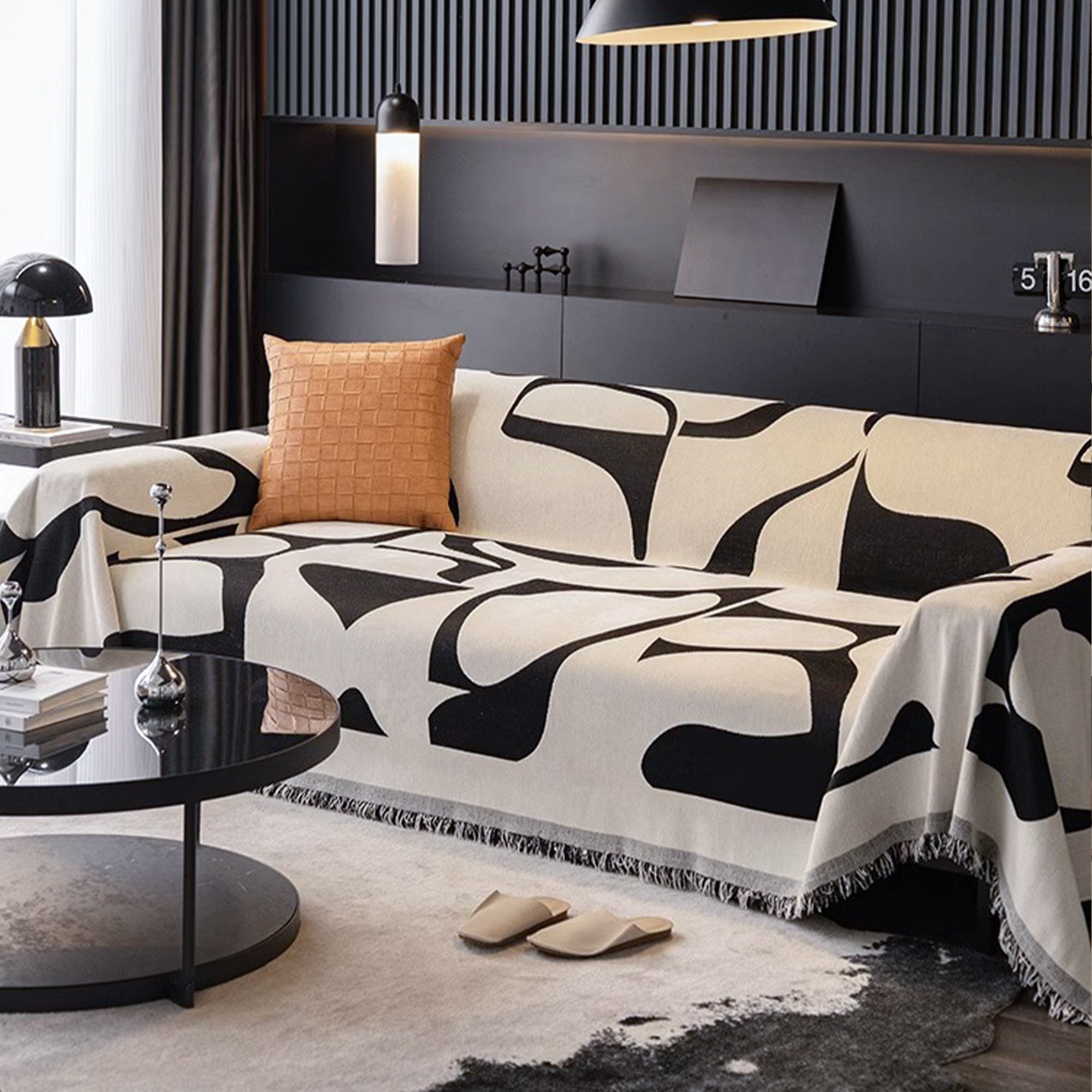 Stylish Monochrome Sofa Cover - Universal Fit for Couches & Sectionals - Perfect for Home Decor & Pet Protection