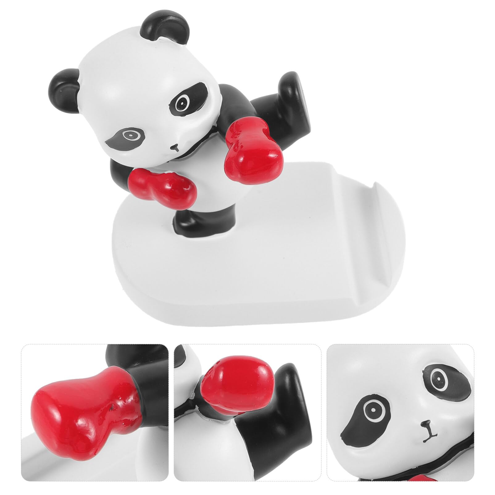 BESPORTBLE Cute Panda Phone Stand - Adjustable Resin Cell Phone Holder for Desk, Office & Home Use | Perfect Gift for Girls & Animal Lovers | Compatible with All Smartphones (Black & White)
