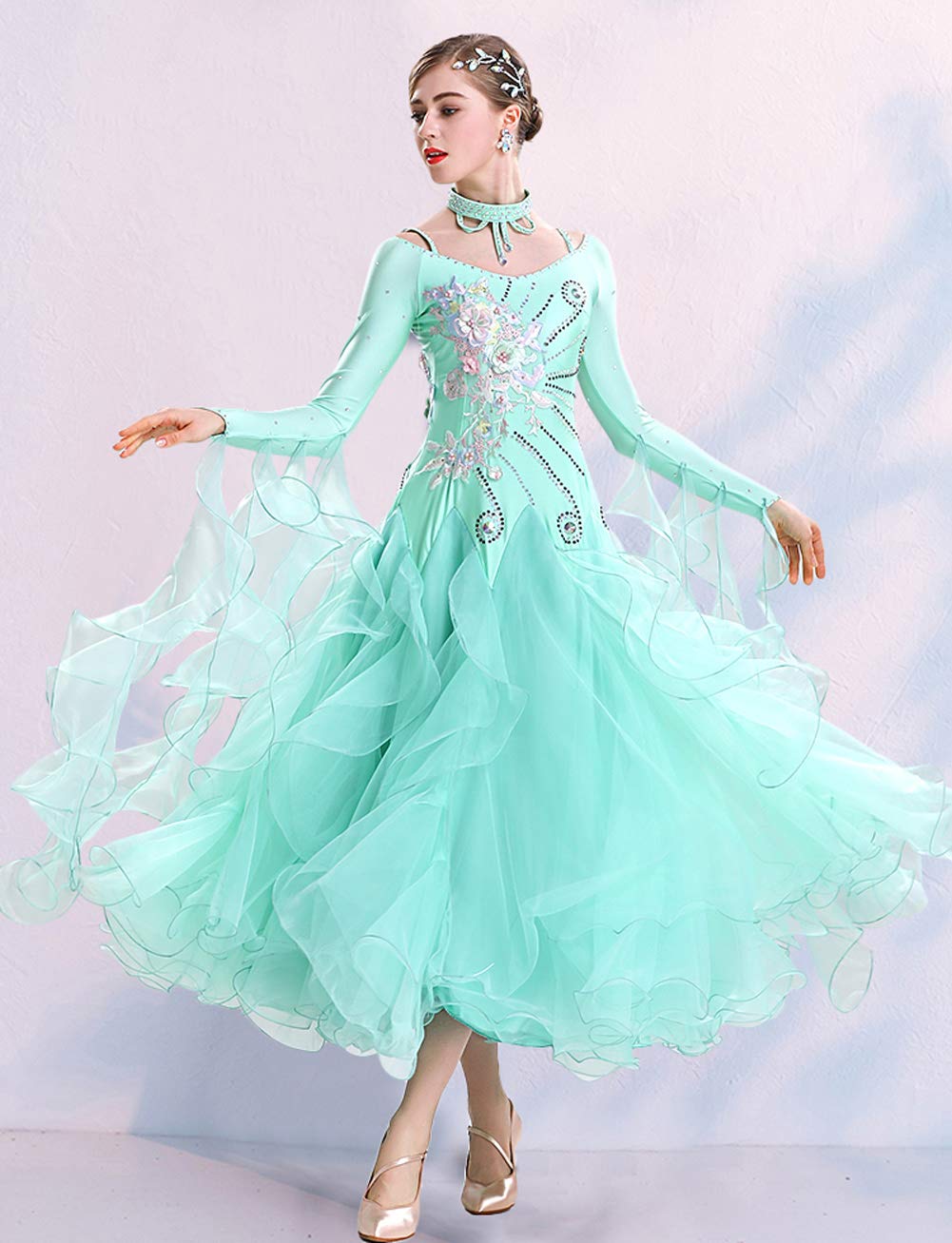 Elegant Ballroom Competition Dance Dress for Waltz & Tango - Professional Standard Latin Dress for Women - Perfect for Dance Competitions, Performances & Social Events