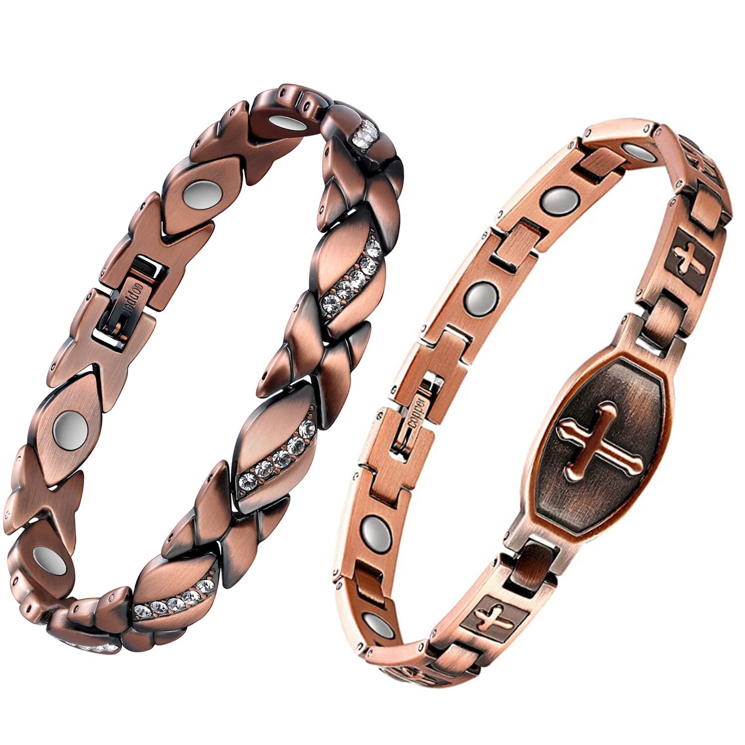 Jecanori Copper Magnetic Therapy Bracelet for Women - Ultra Strength 3500 Gauss Magnet Jewelry for Arthritis Pain Relief & Carpal Tunnel - Adjustable Wrist Bracelet with Tool - Perfect for Daily Wear, Work & Sports Activities