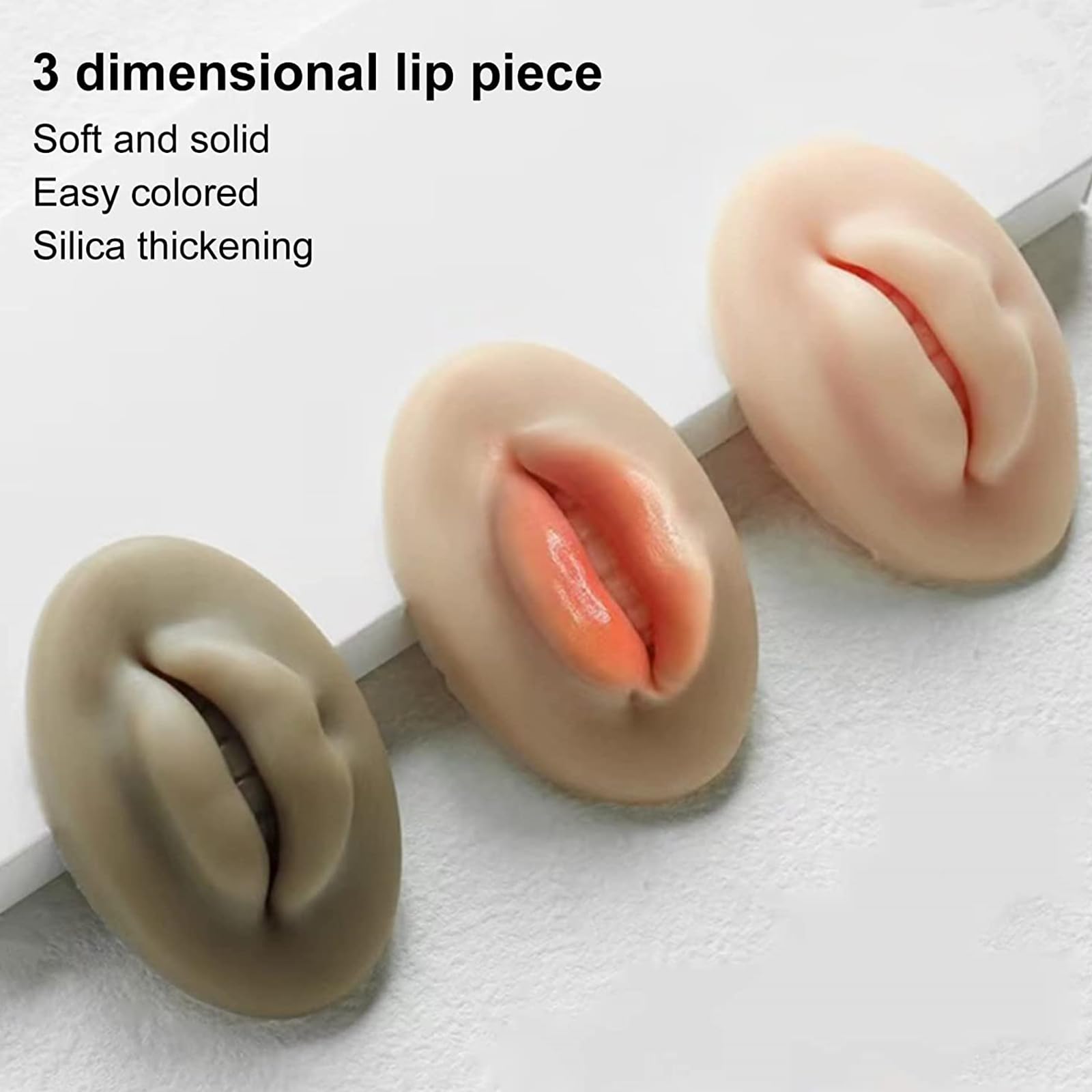 3D Tattoo Practice Lips Kit - 3 Piece Realistic Silicone Skin with Open Mouth & Teeth for Microblading, Semi-Permanent Makeup Training - Perfect for Beginners & Professionals (Home Studio, Tattoo School Practice)