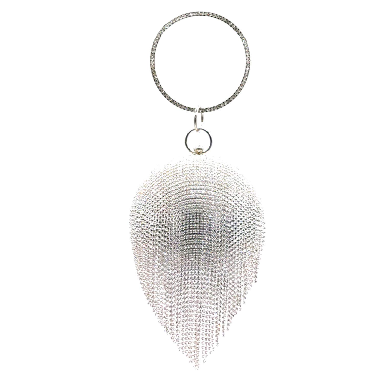 Lanpet Women's Crystal Evening Clutch Purse - Round Ball Design with Tassel, Elegant Wedding Party Handbag for Prom, Gala & Special Occasions