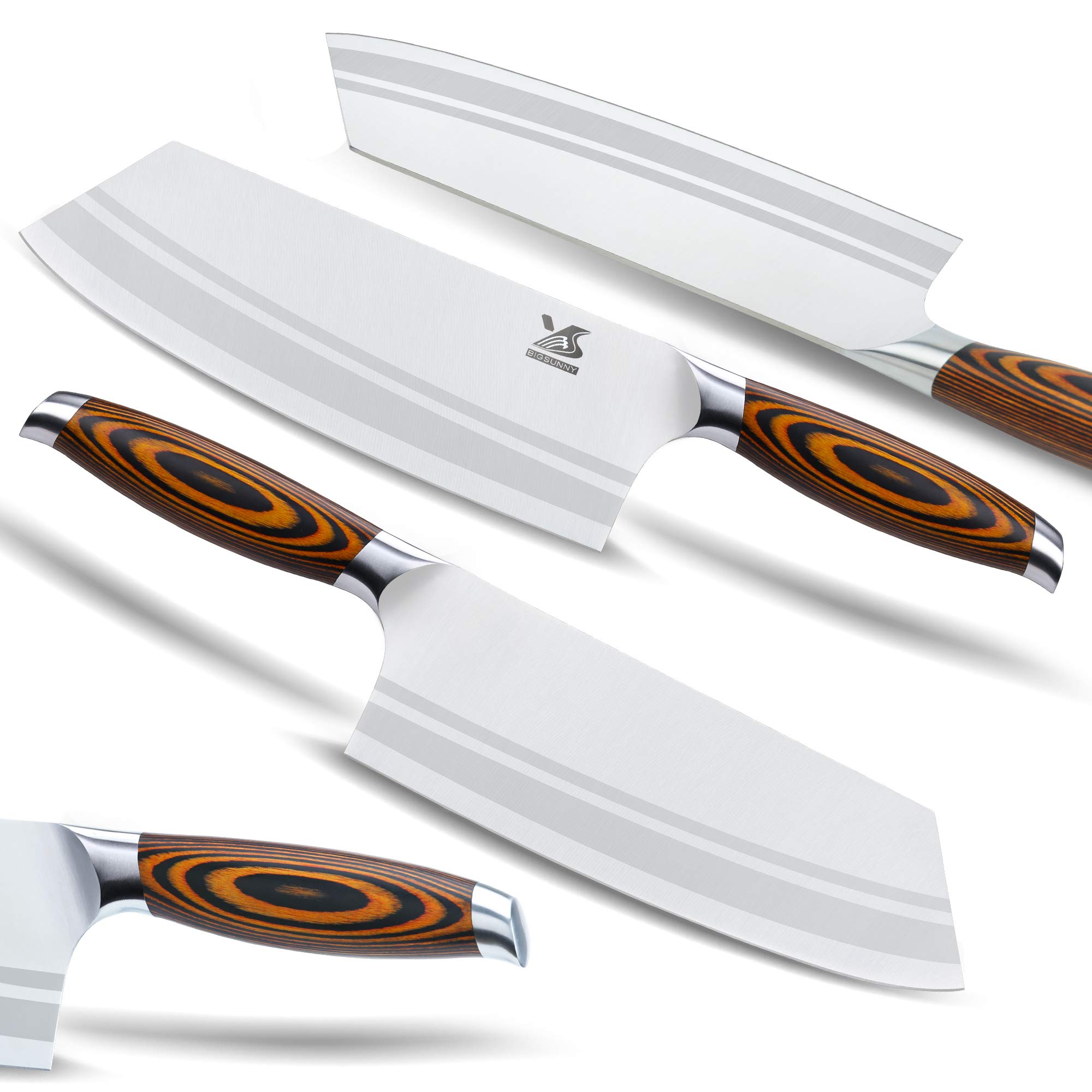 MSY BIGSUNNY 7-Piece Professional Kitchen Knife Set - German Stainless Steel Chef Knives with Pakkawood Handle - Sharp Cutlery Set for Cooking, Slicing & Dicing - Ideal Gift for Home Chefs & Culinary Enthusiasts