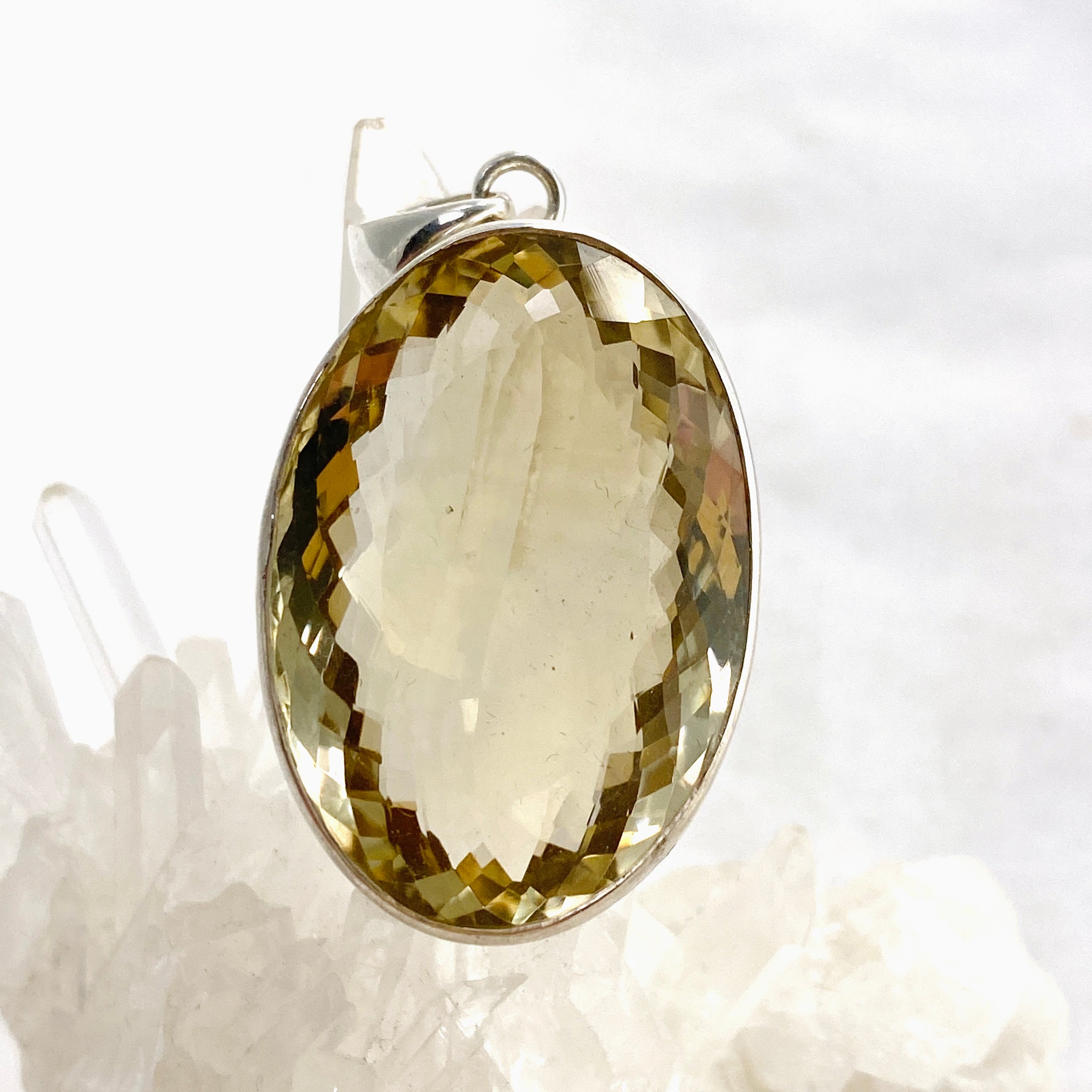 Smokey Lemon Quartz Oval Faceted Pendant Necklace - Natural Gemstone Jewelry for Women - Perfect for Everyday Wear, Gifts & Special Occasions