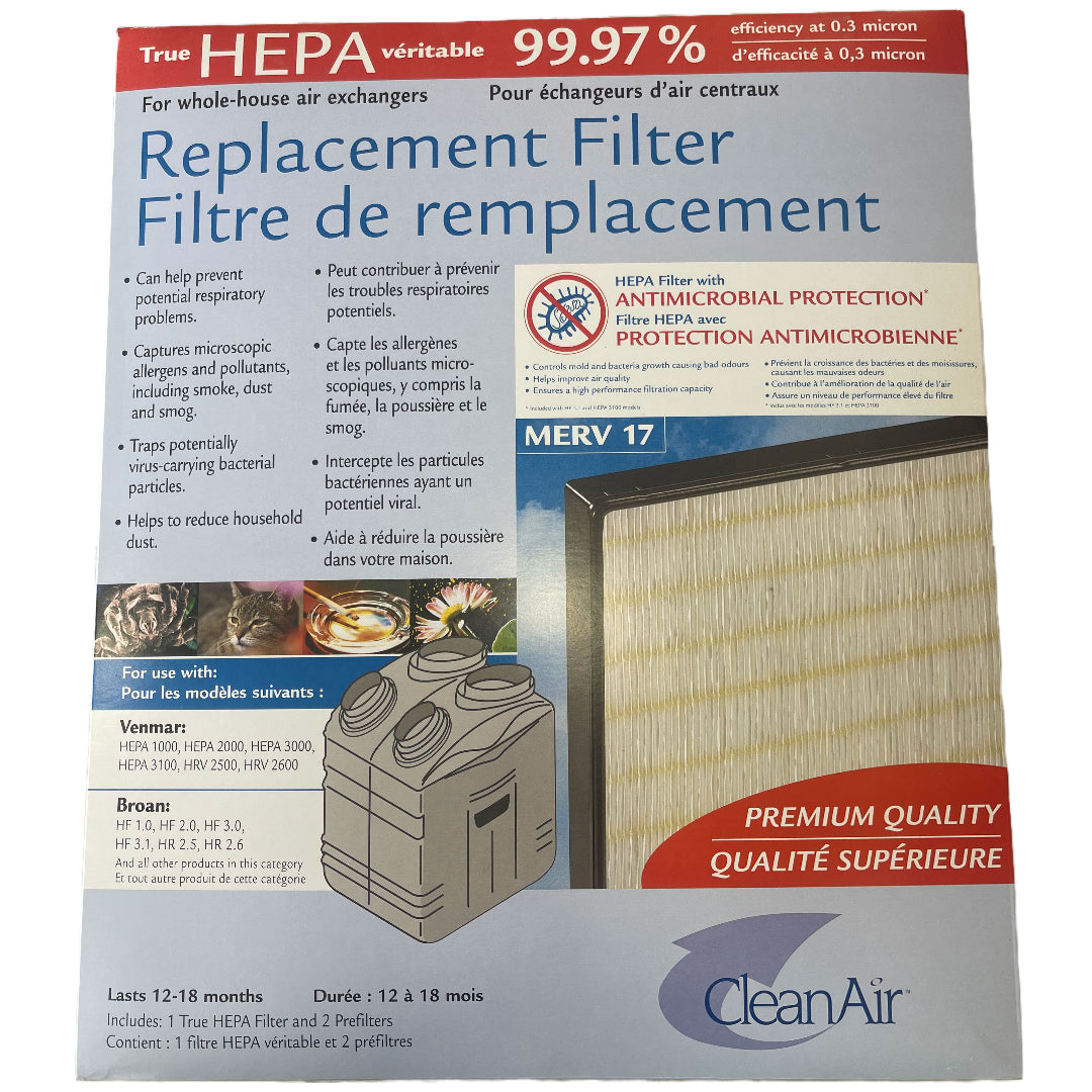 Venmar 04803 HRV Air Exchanger Replacement HEPA Filter Kit - 20