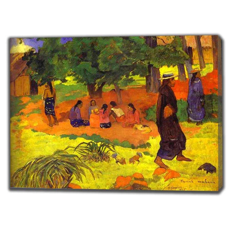 Paul Gauguin 'Tahitian Landscape' Canvas Wall Art - Framed Abstract Painting for Living Room & Bedroom Decor (28x39 Inch, Ready to Hang) - Perfect for Modern Home, Office & Gift Giving