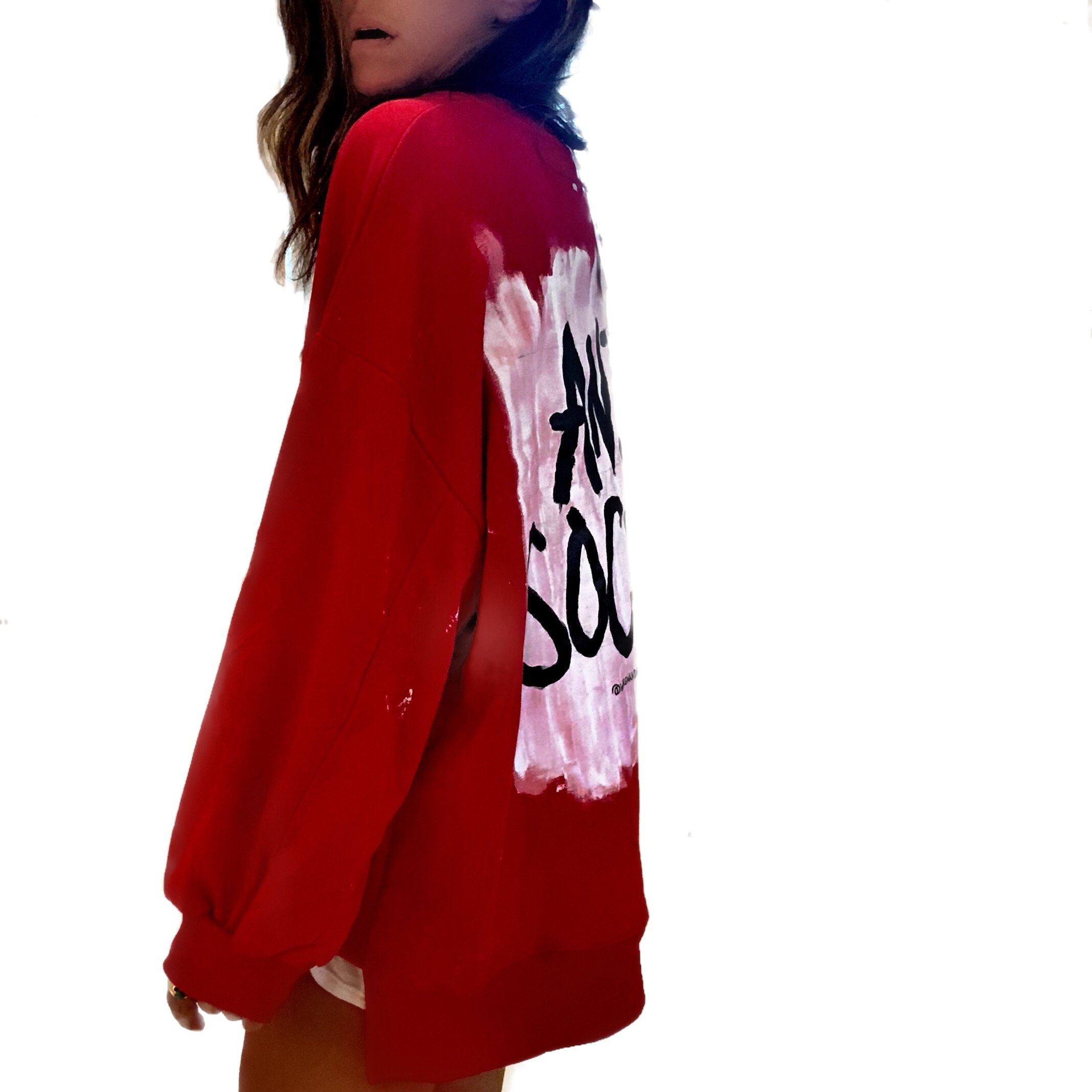 Anti Social Painted Sweatshirt - Trendy Oversized Streetwear Hoodie for Men & Women | Perfect for Casual Outfits, Street Style & Urban Fashion