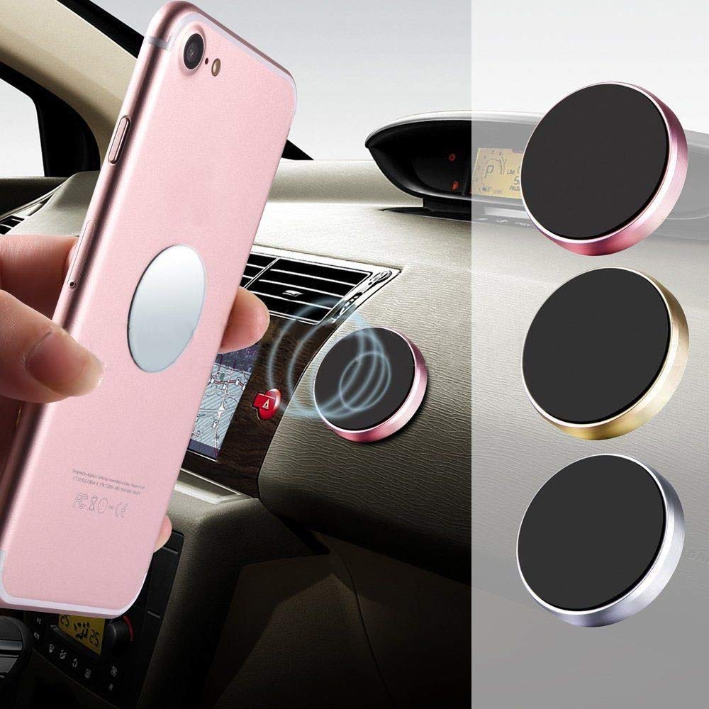 Universal Round Magnetic Car Phone Holder - 360° Adjustable Dashboard Mount Stand for iPhone, Samsung, Google Pixel | Hands-Free Driving & GPS Navigation Accessory