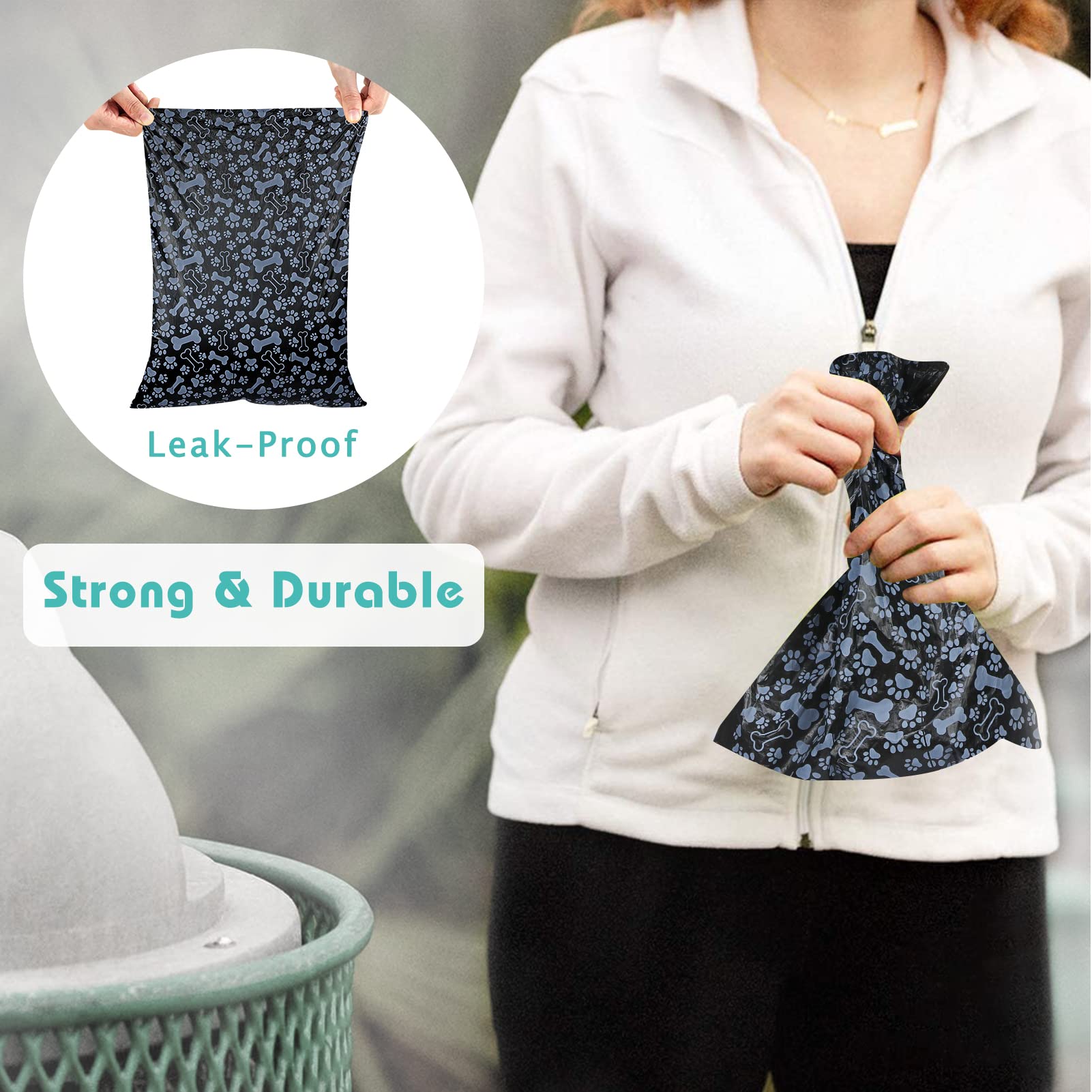 Eco-Friendly Extra Thick Leak-Proof Dog Waste Bags - 16 Rolls (240 Bags) with Cute Patterns | Biodegradable Poop Bags for Dogs | Perfect for Park Walks, Hiking & Daily Cleanup