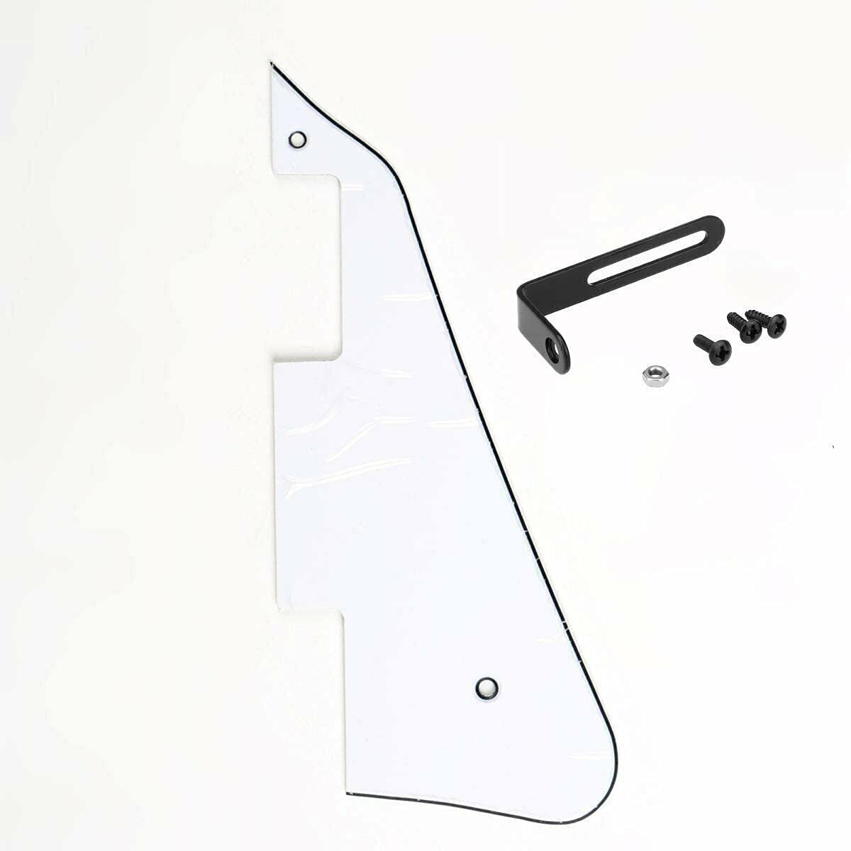 Les Paul Electric Guitar Pickguard with Bracket - 3 Ply White & Black | Replacement Guitar Parts for LP Models | Perfect for Upgrades & Repairs